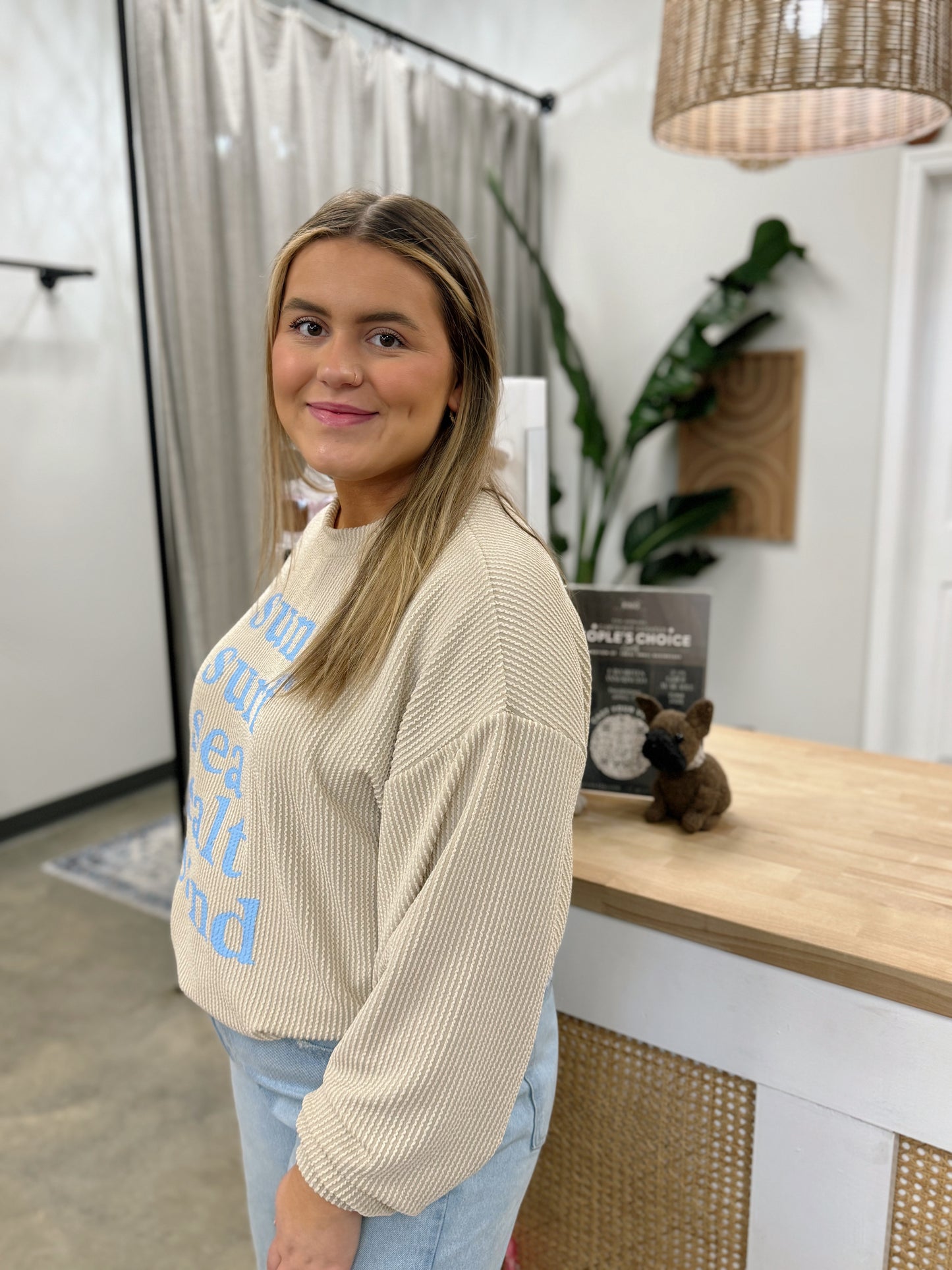 'SUN SURF SEA SALT SAND' Print Graphic Sweatshirt