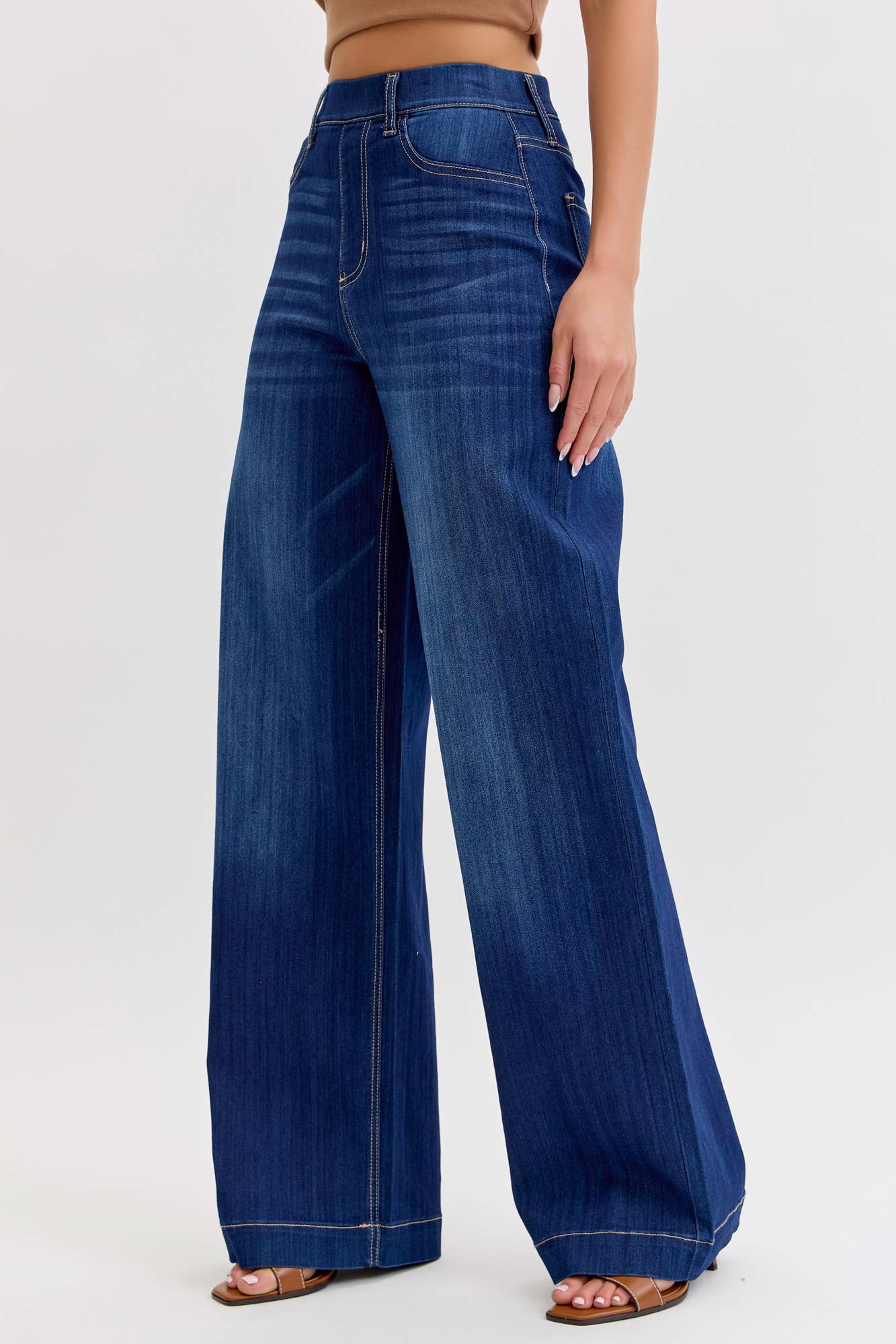 Comfort Dark High Rise Pull-On Wide Leg Jean