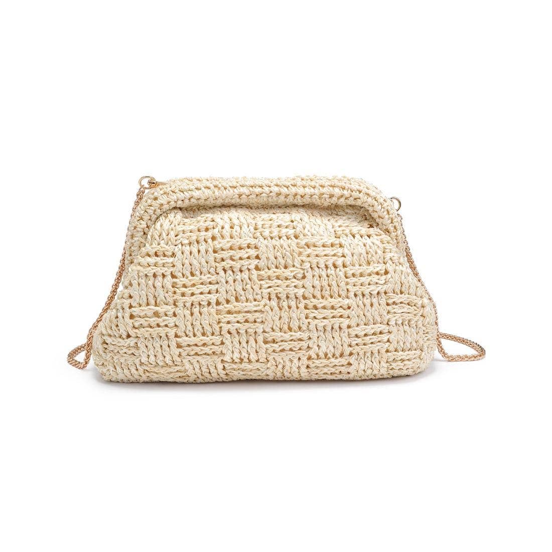 Annie Straw Clutch Bag With Chain Strap