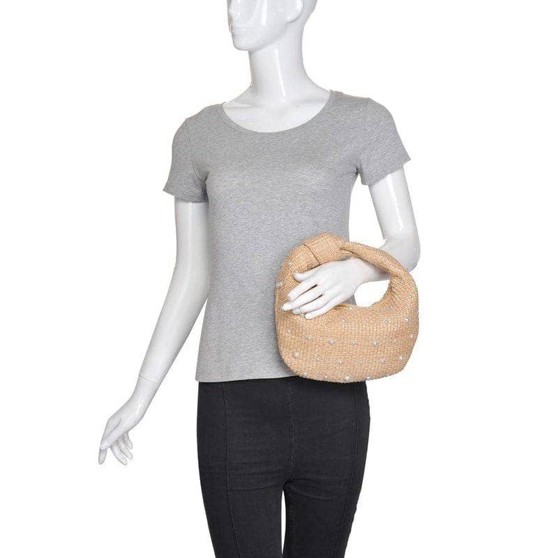Tracy Straw Pearls Clutch
