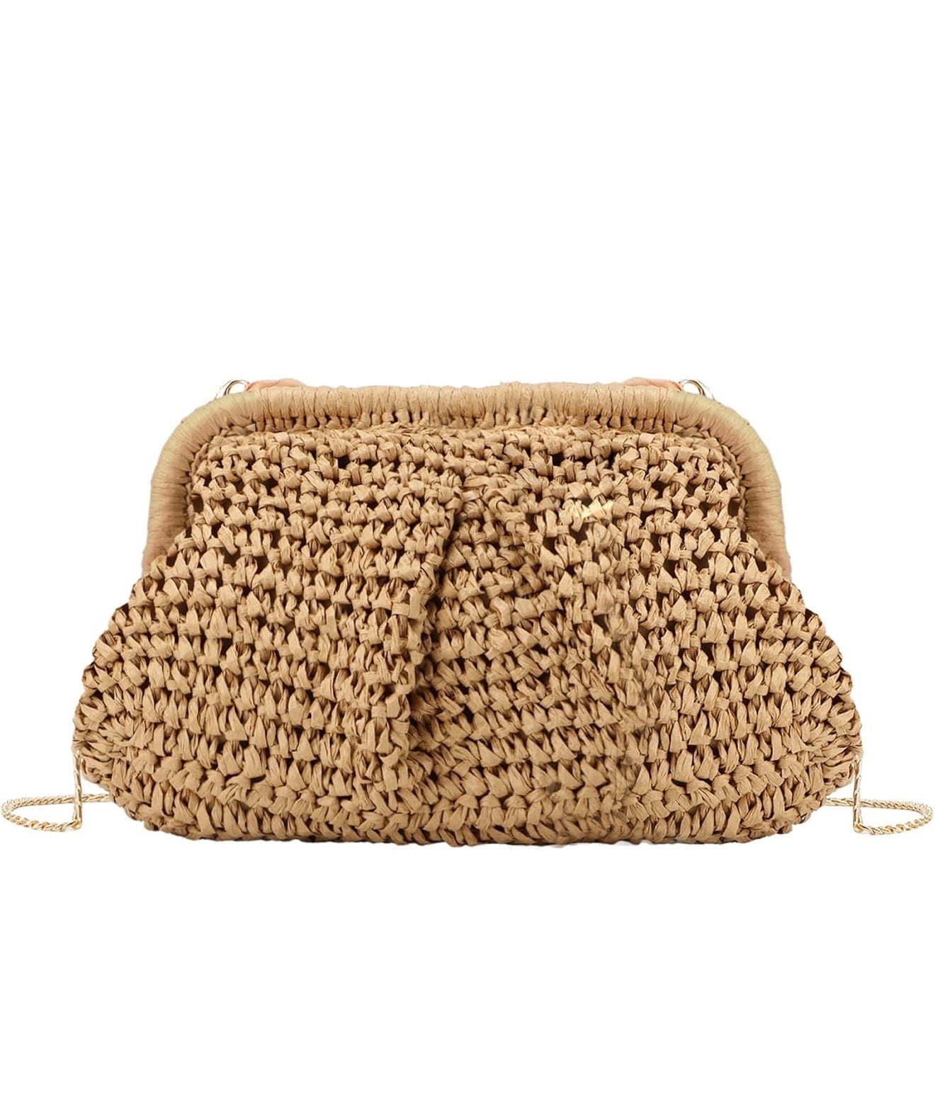 Raffia cross body clutch -dark