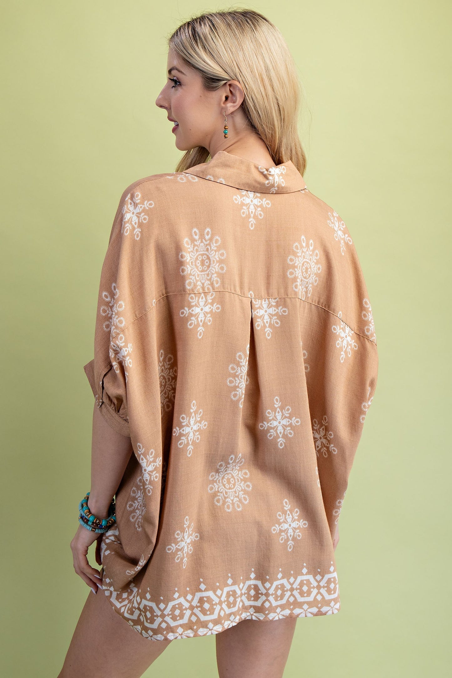 Medallion Print Dolman Sleeve Shirt
