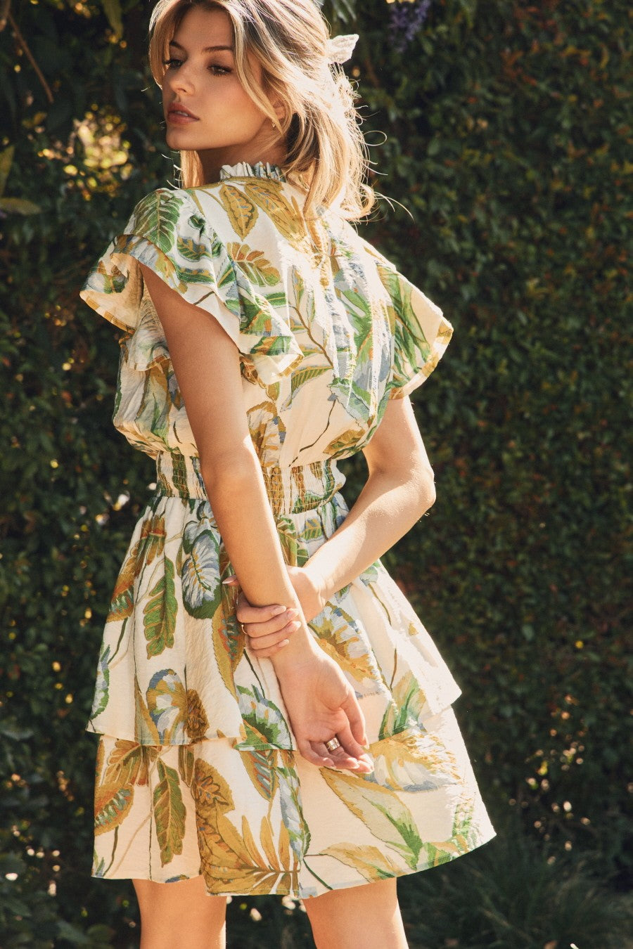 The Botanical Ruffle Midi Dress