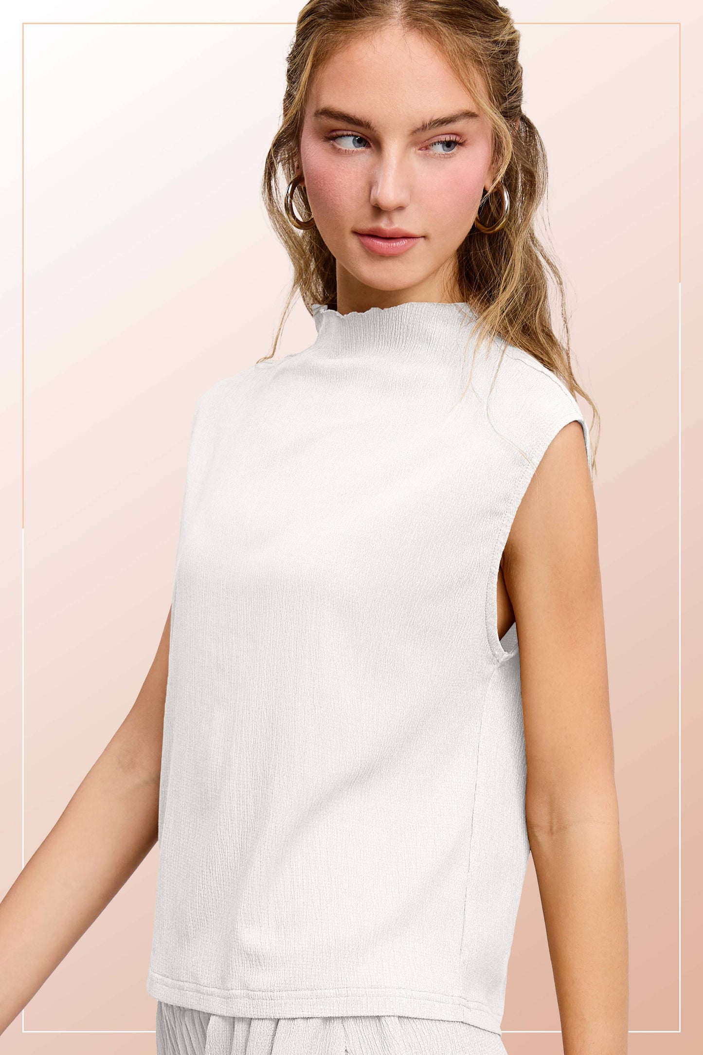 Crinkled Tank in Milk
