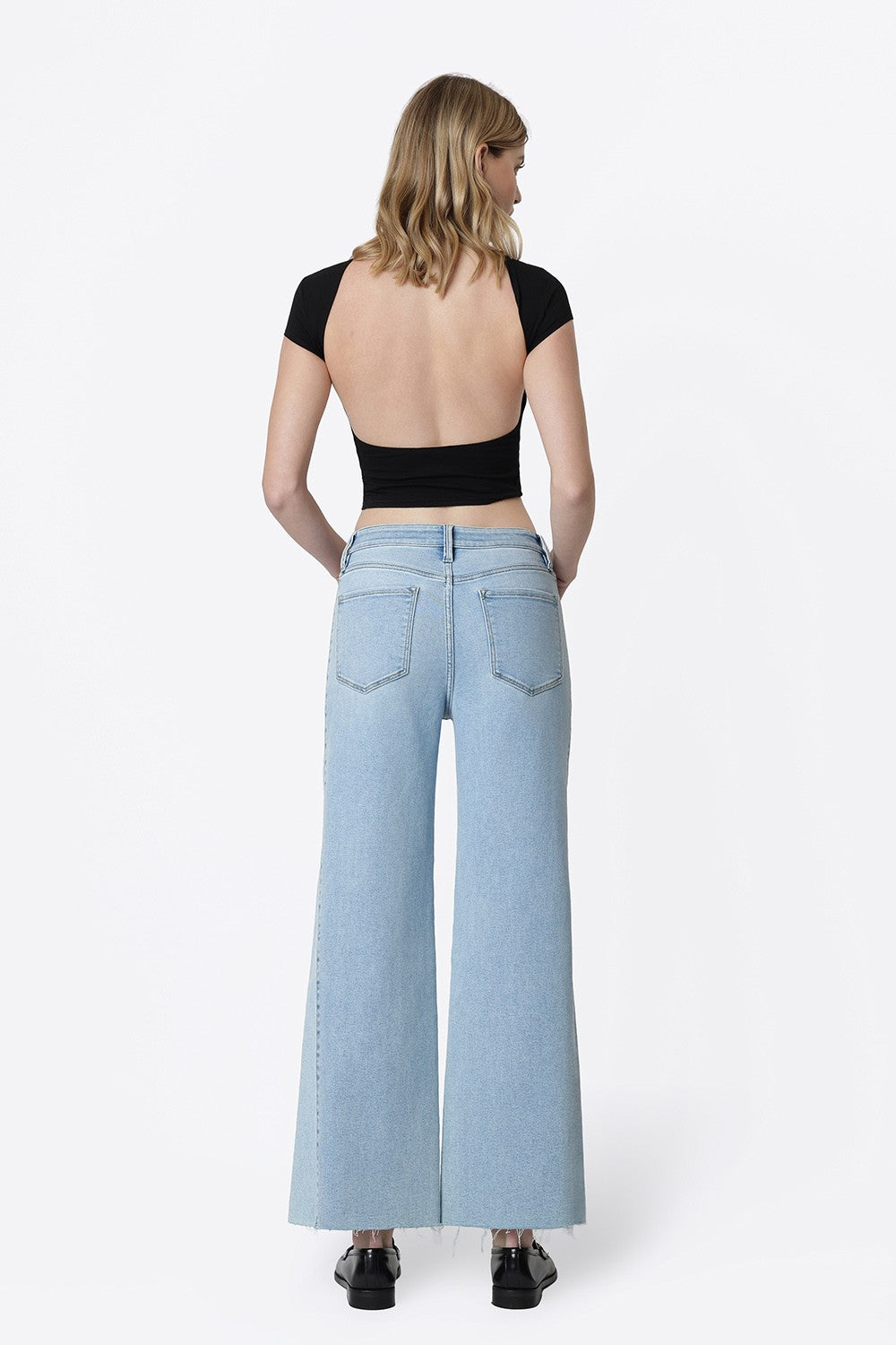 High Rise Two Tone Twist Wide Jeans