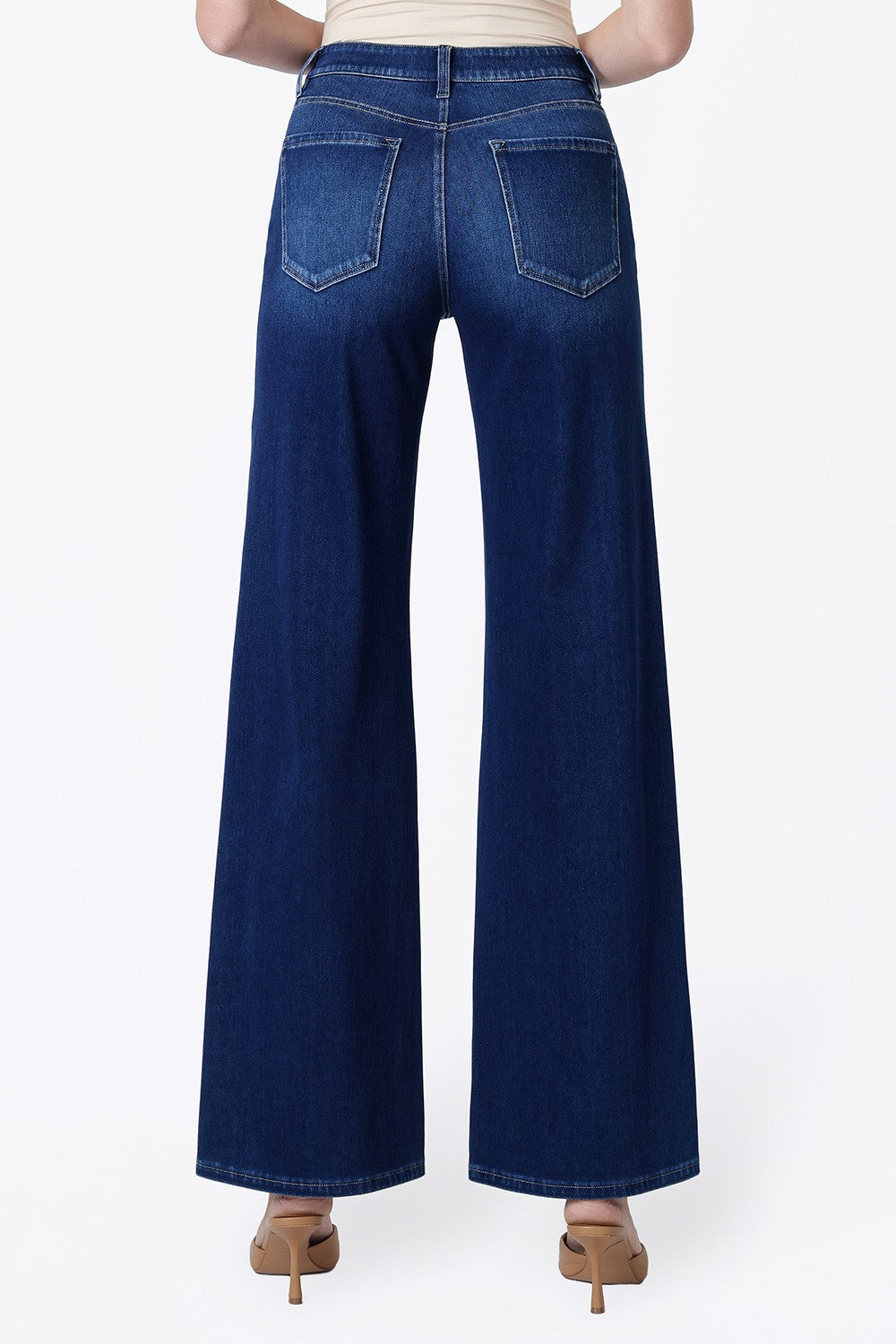 High Rise Full Length Dark Wide Jeans