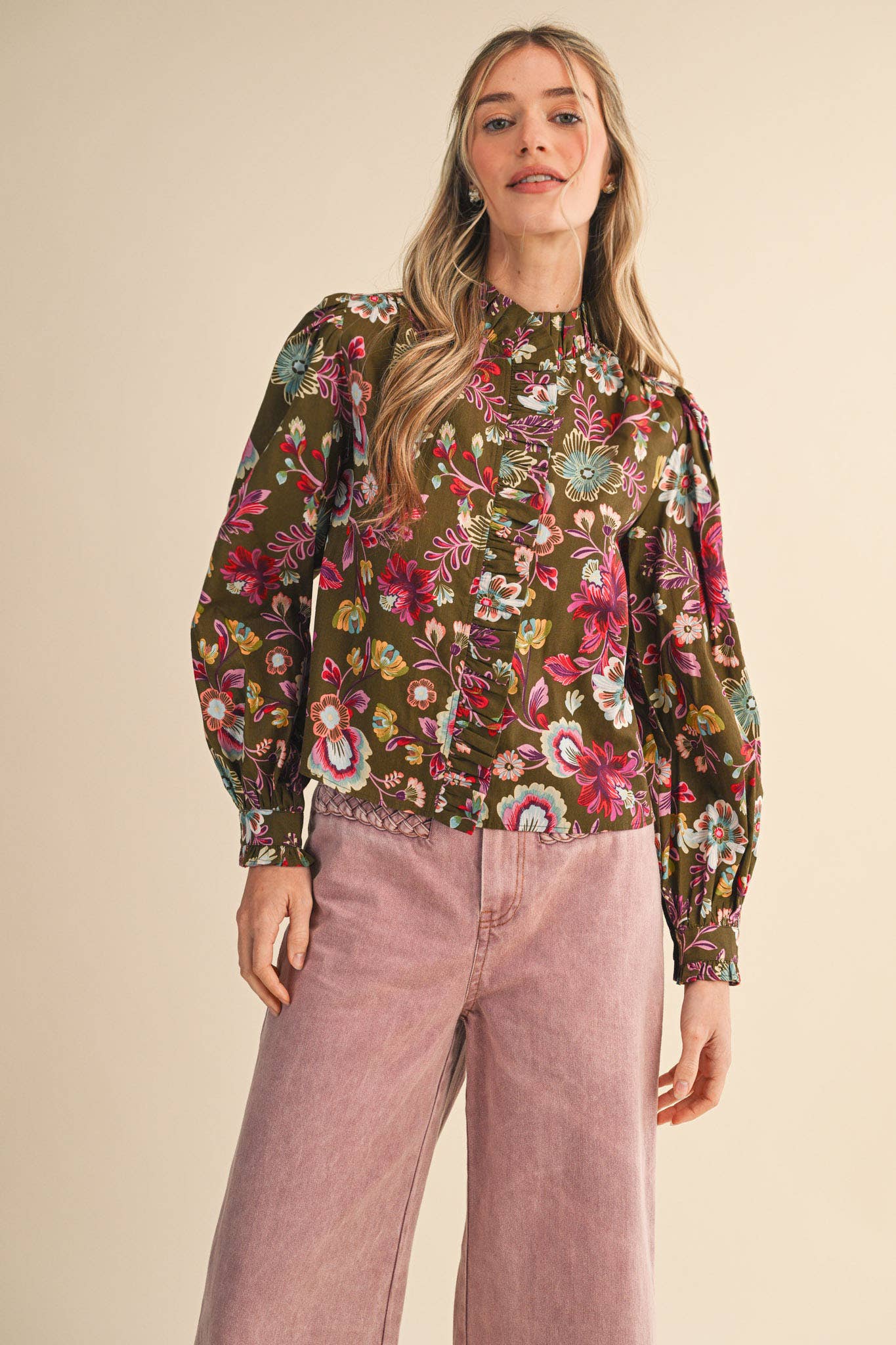 The Laci Ruffle Button Down Blouse