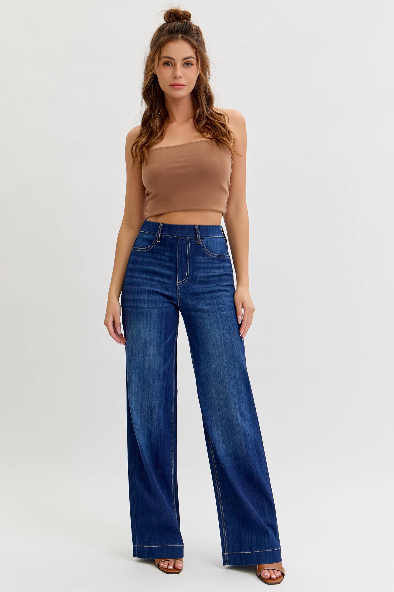 Comfort Dark High Rise Pull-On Wide Leg Jean