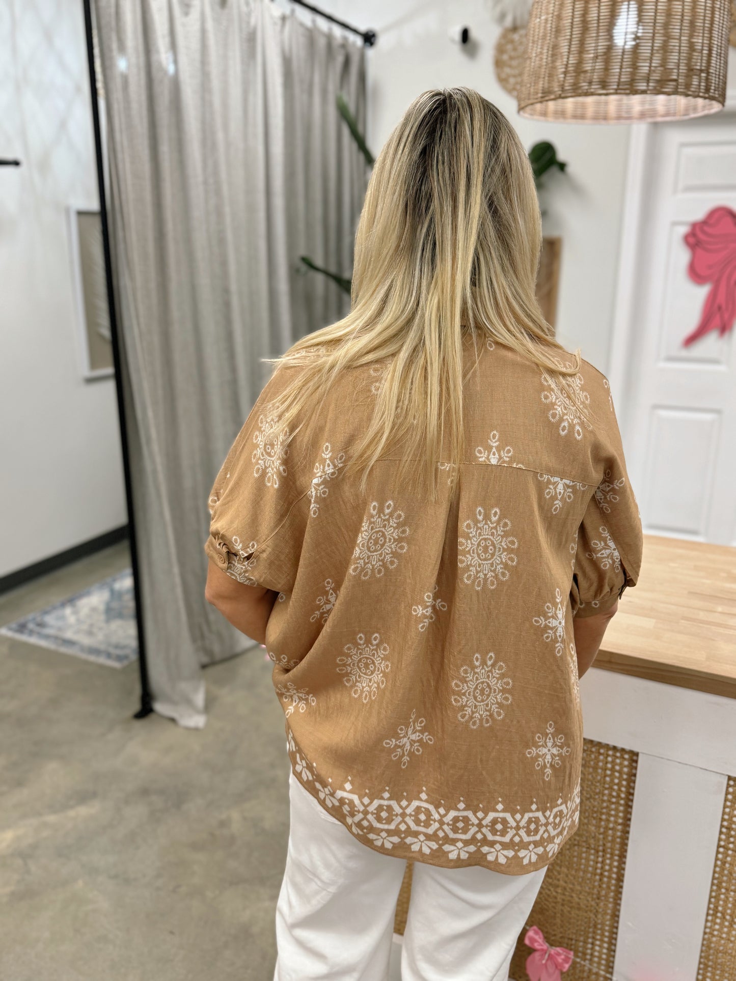 Medallion Print Dolman Sleeve Shirt