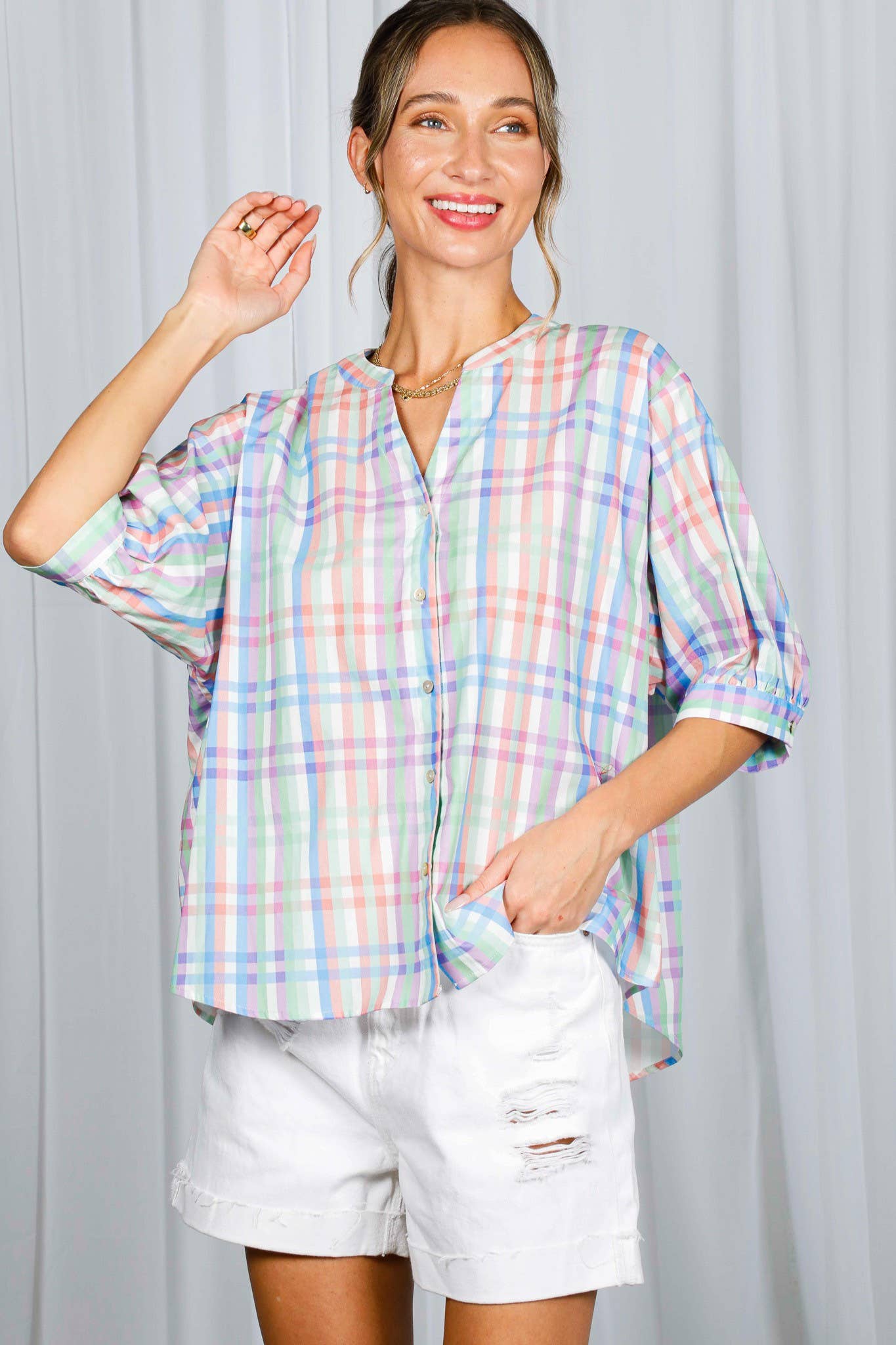 Pastel Bliss Button Down Top