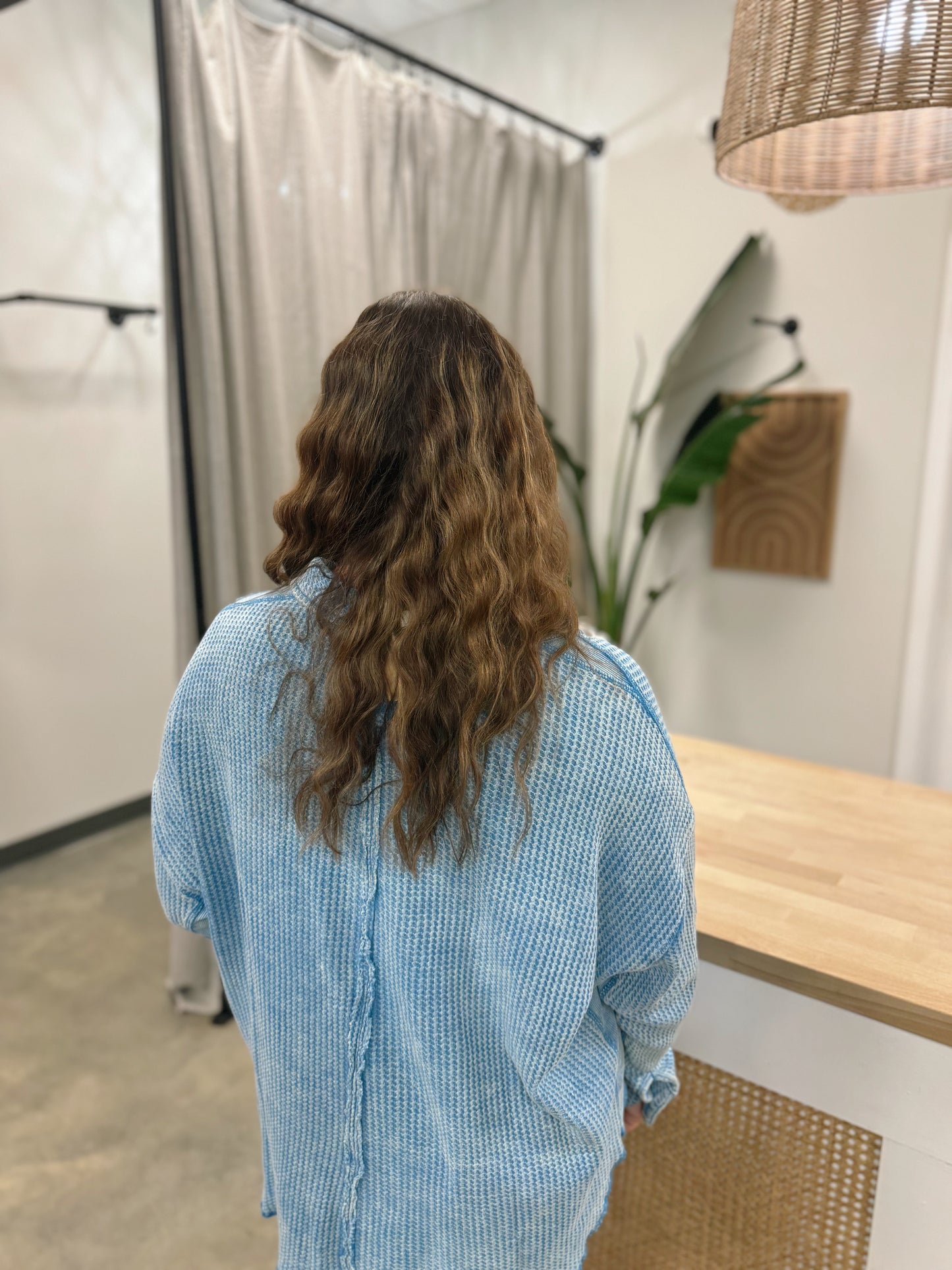 The Cozy & Chill Waffle Knit Button Up