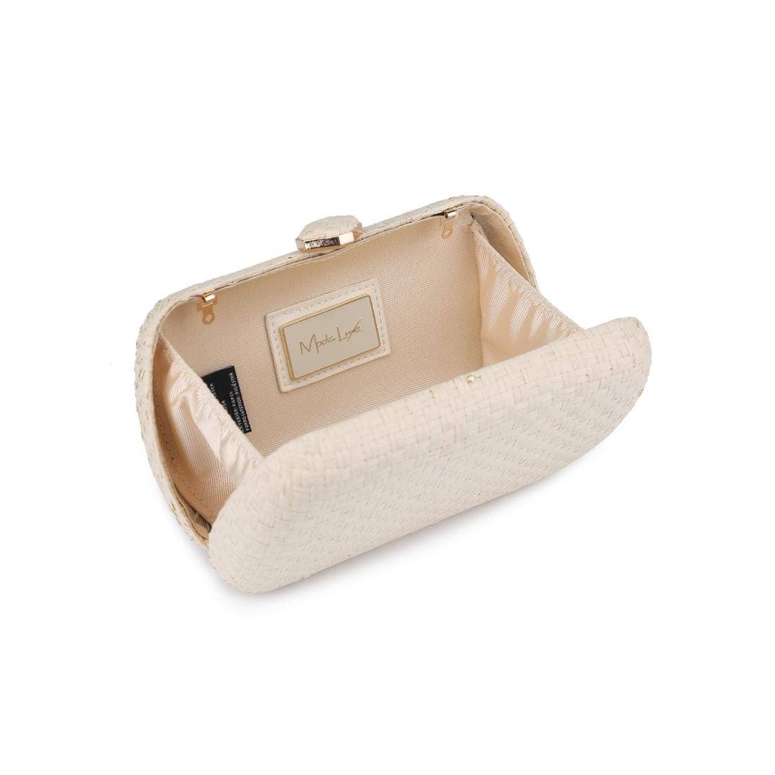Roxie Straw Clutch With Chain Strap Ivory