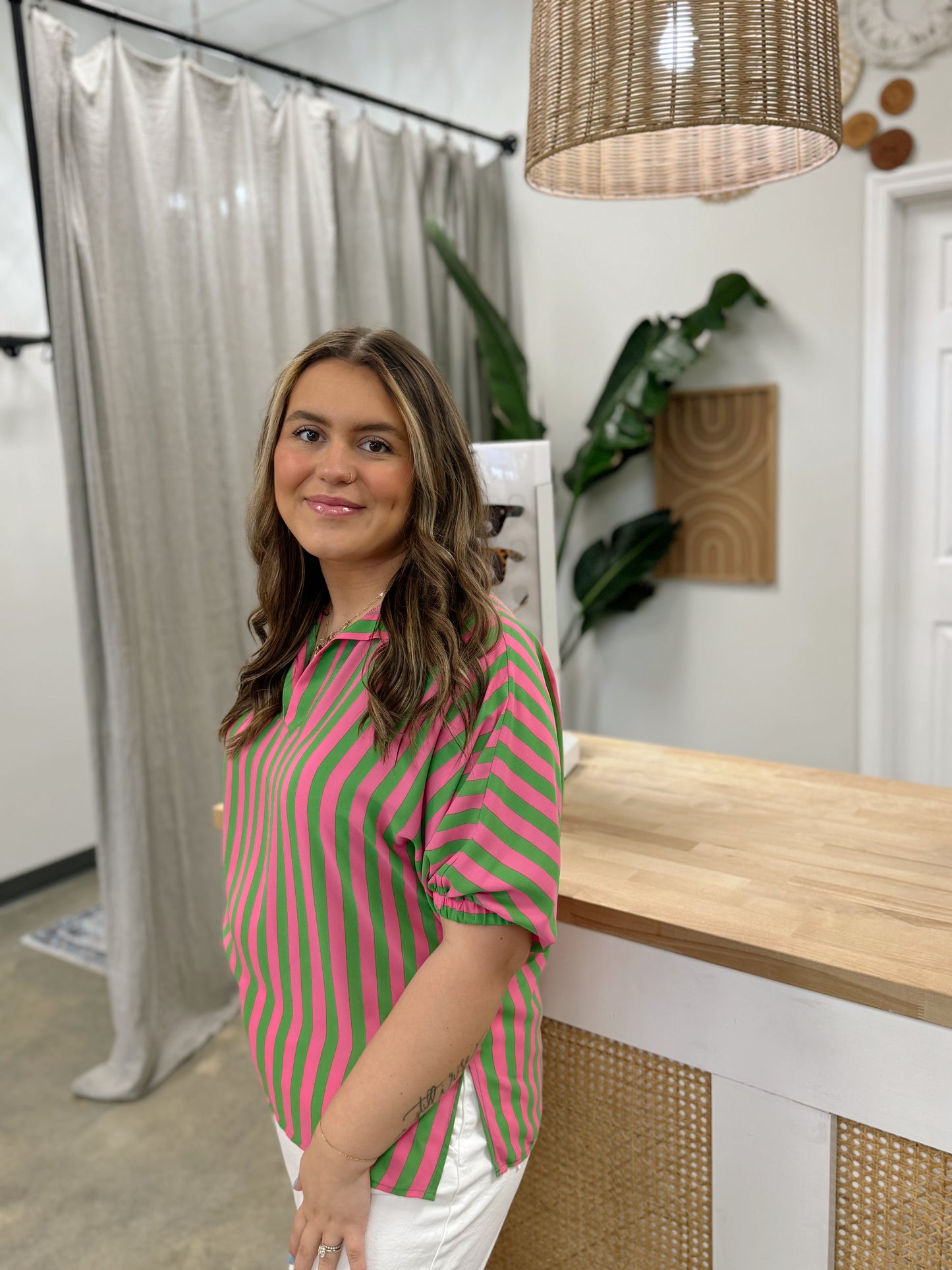 Sloan in Cabana Strips Print Top