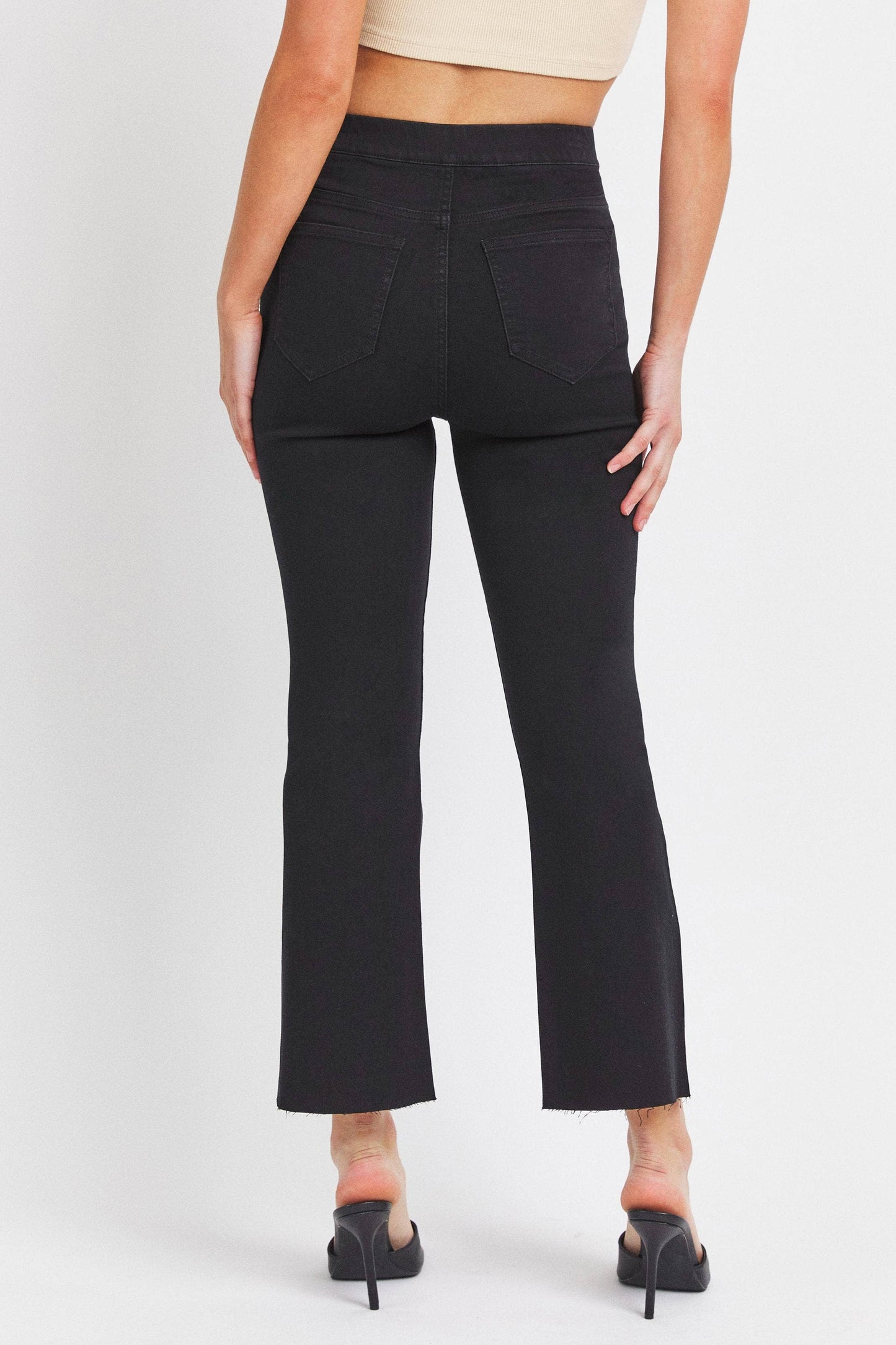 Black Jeans High Rise Pull-On Crop Flare