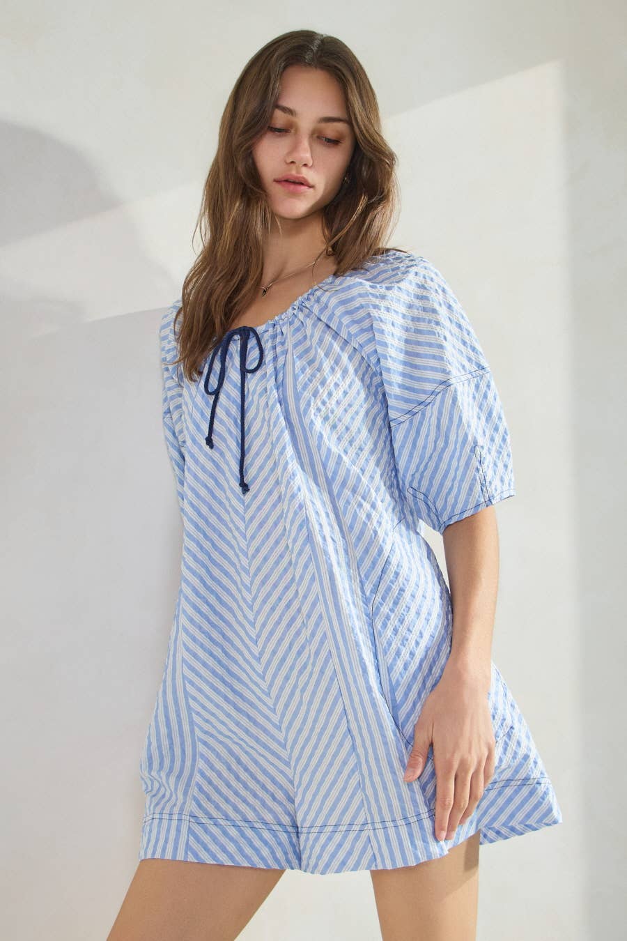 Sailor Collection Striped Seersucker Romper