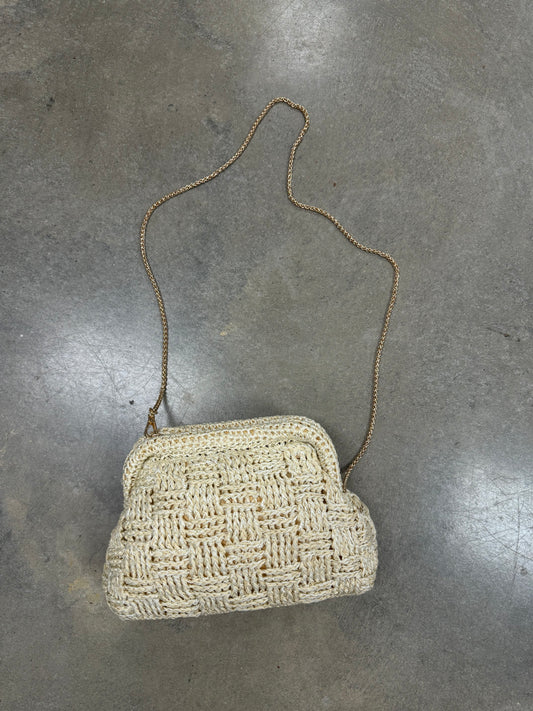 Annie Straw Clutch Bag With Chain Strap