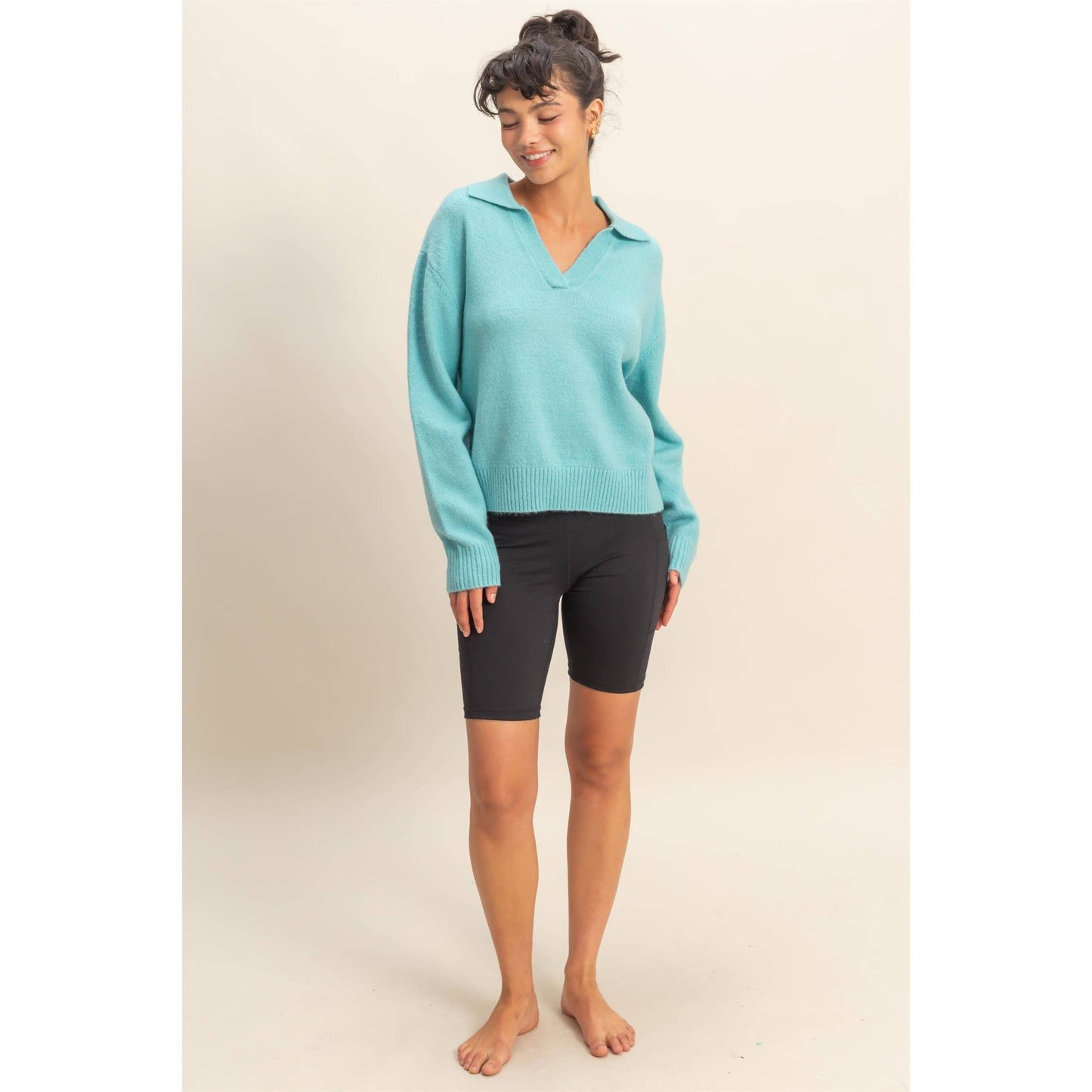 Sky Blue Collared Sweater