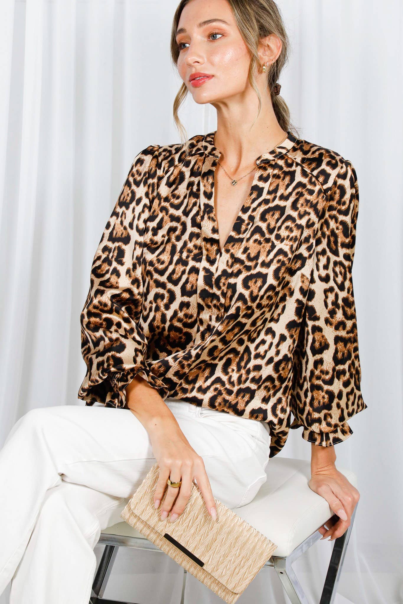 Henley Leopard Print Shirt