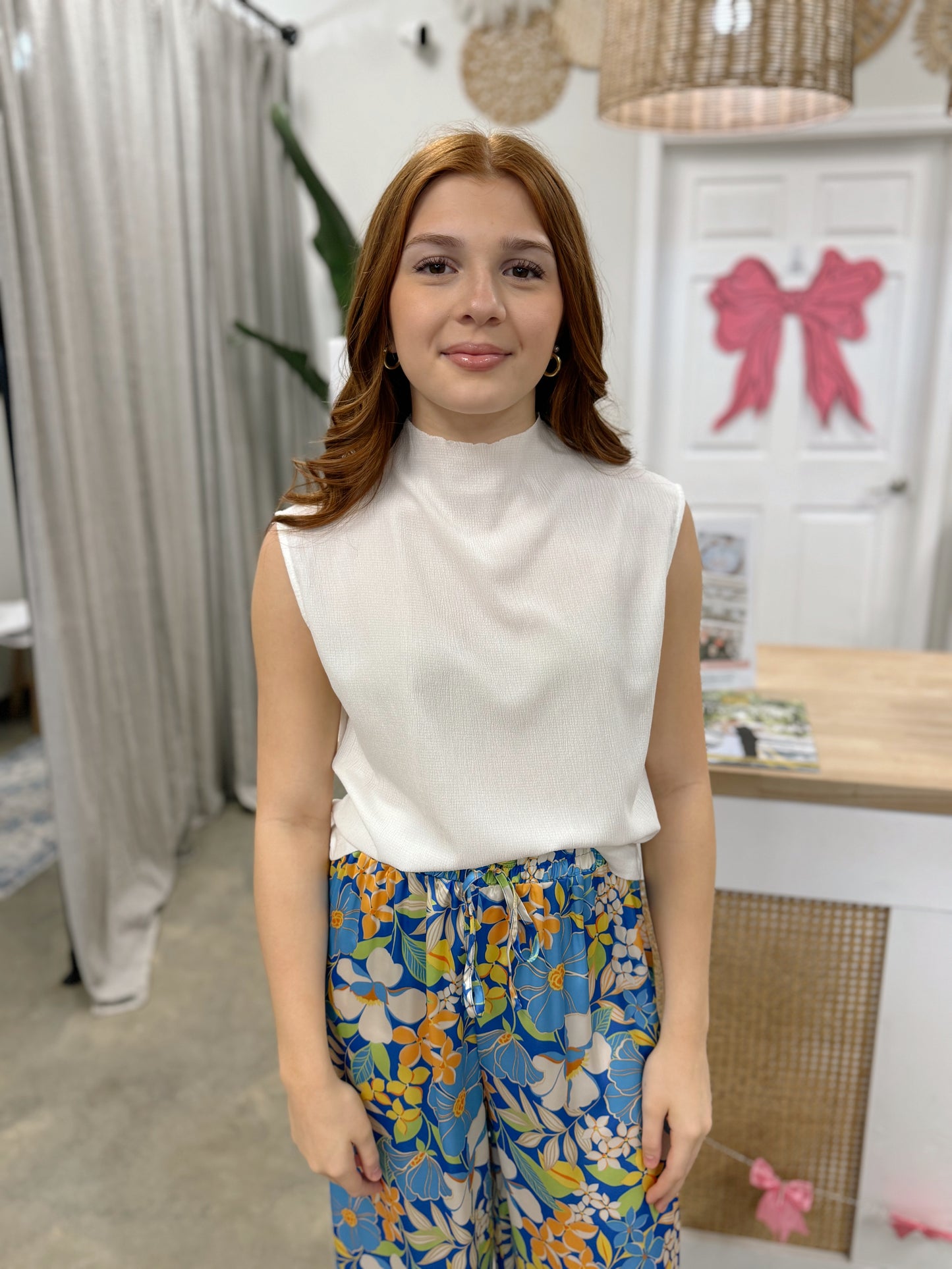 Crinkled Tank in Milk