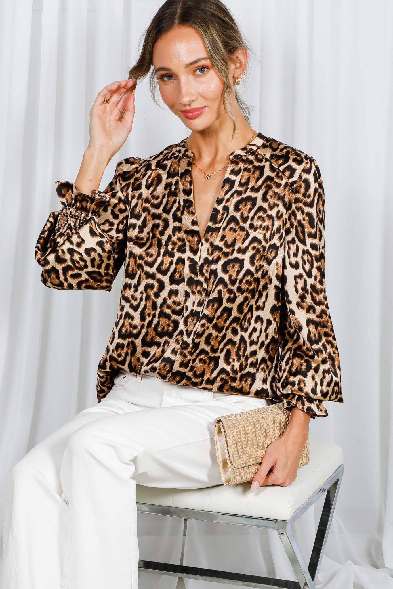 Henley Leopard Print Shirt
