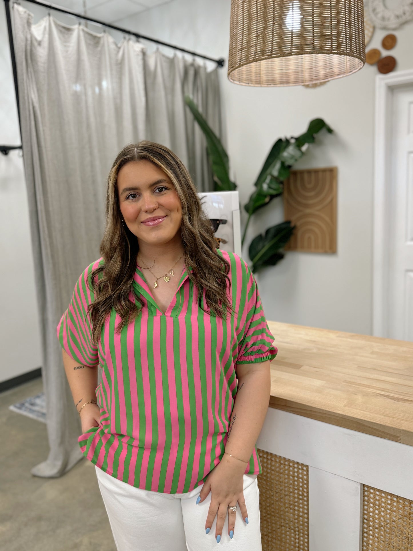 Sloan in Cabana Strips Print Top