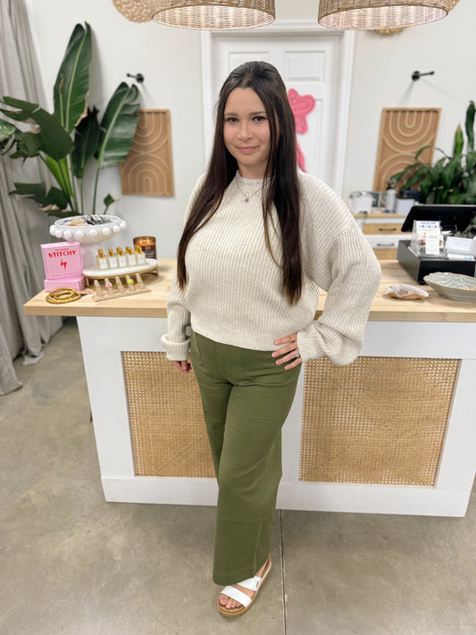 The Stand Out Cropped Jean in Olive