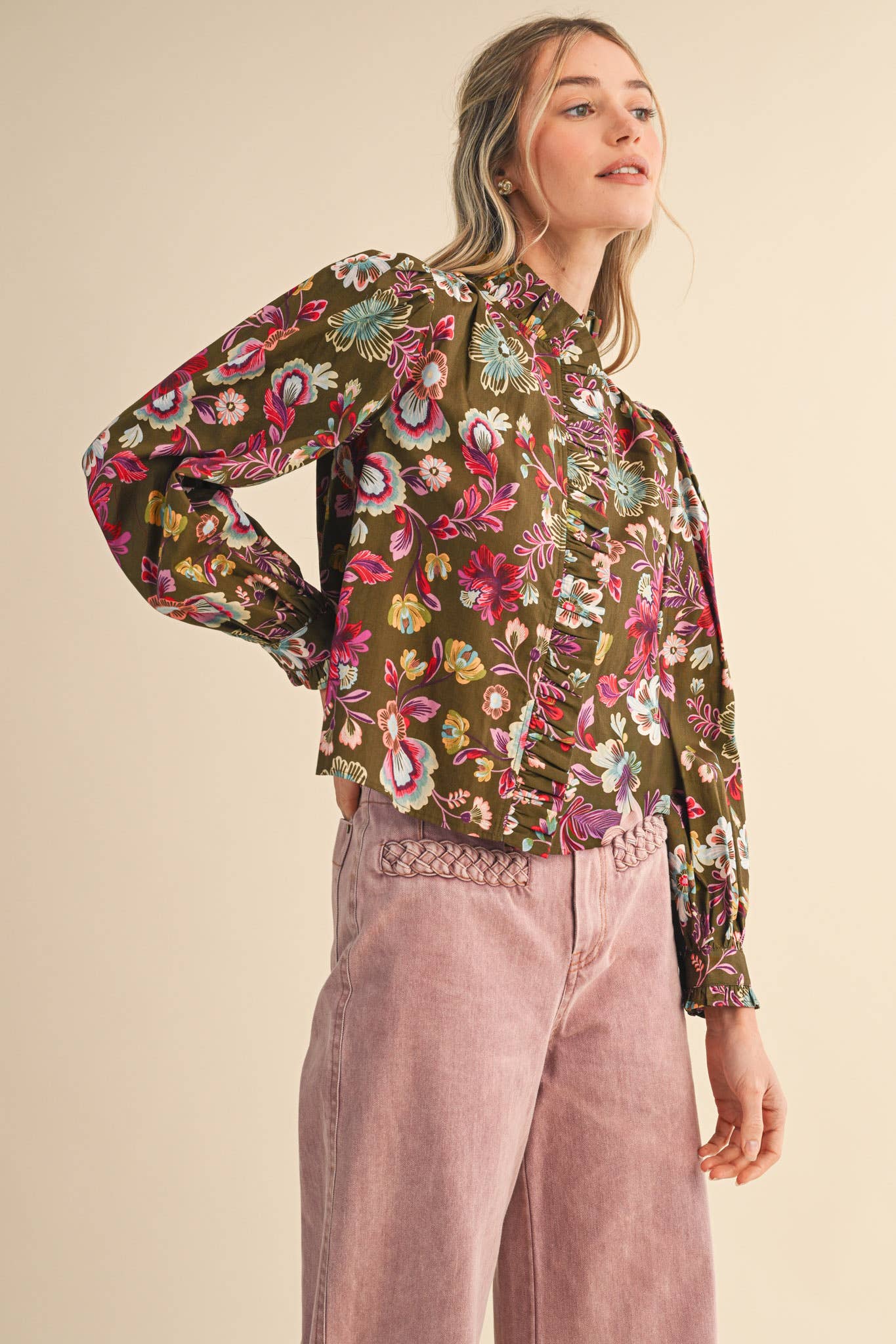 The Laci Ruffle Button Down Blouse