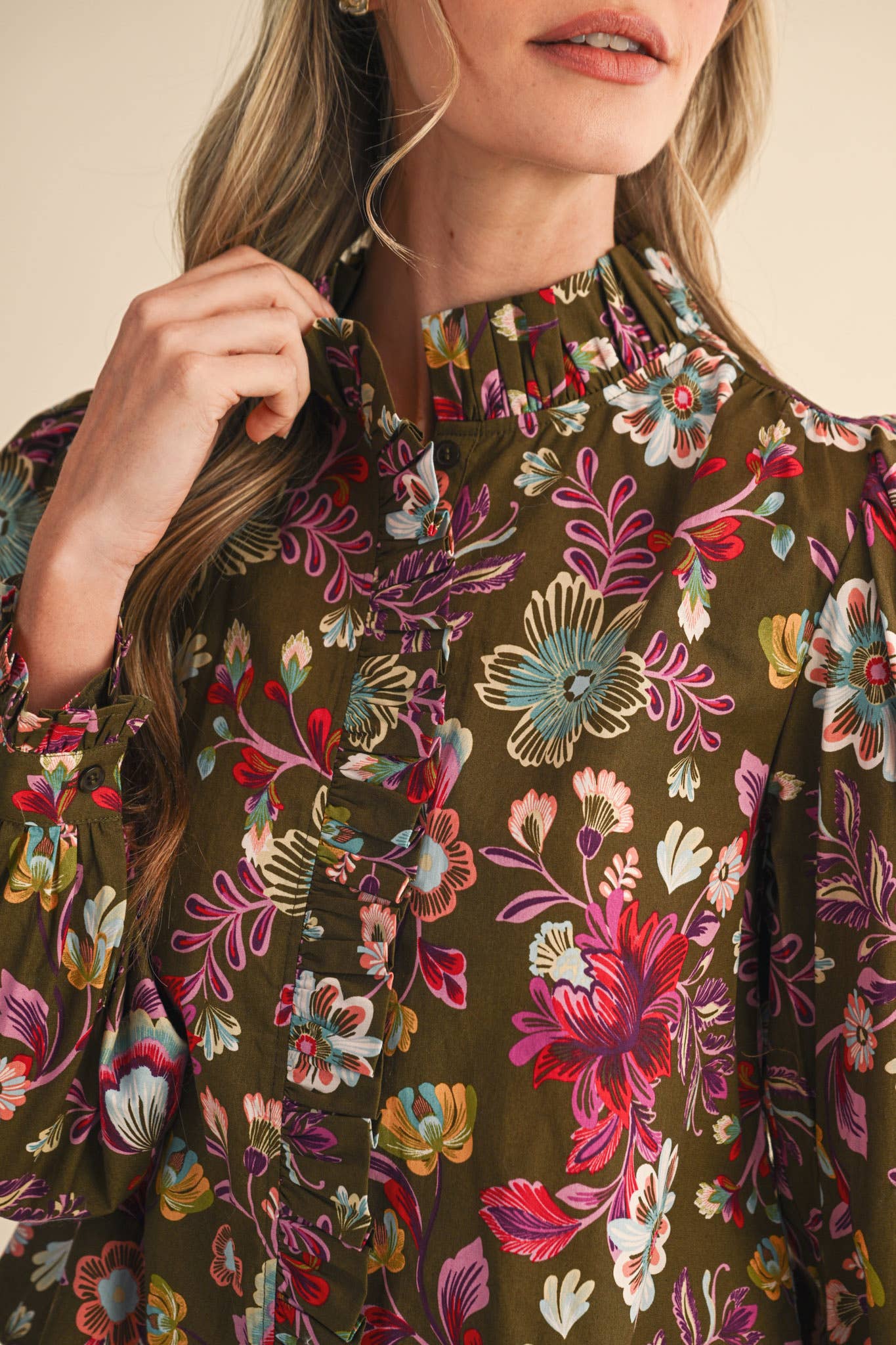 The Laci Ruffle Button Down Blouse