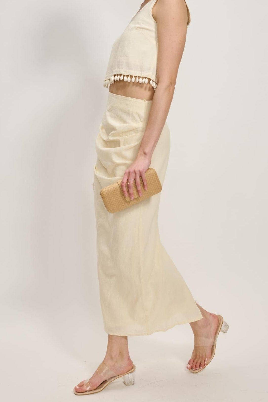 Sylvi Straw Clutch Bag With Chain Strap
