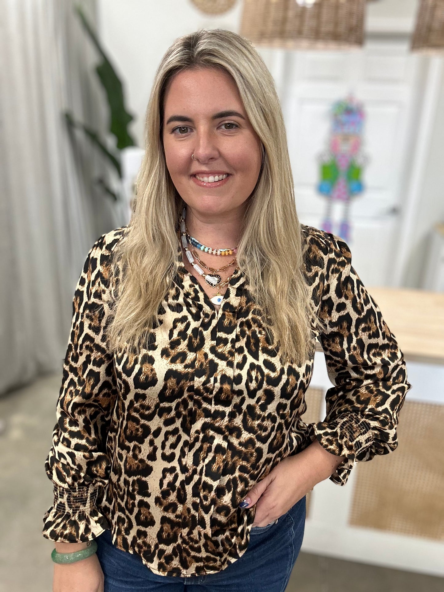 Henley Leopard Print Shirt