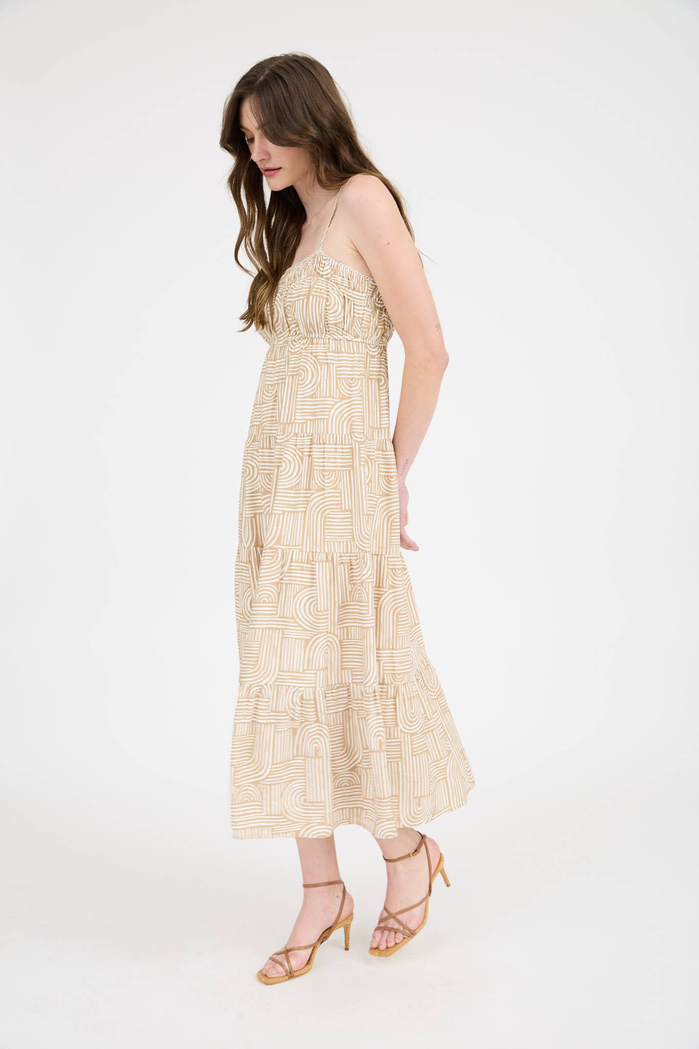 ABSTRACT PRINT MIDI DRESS