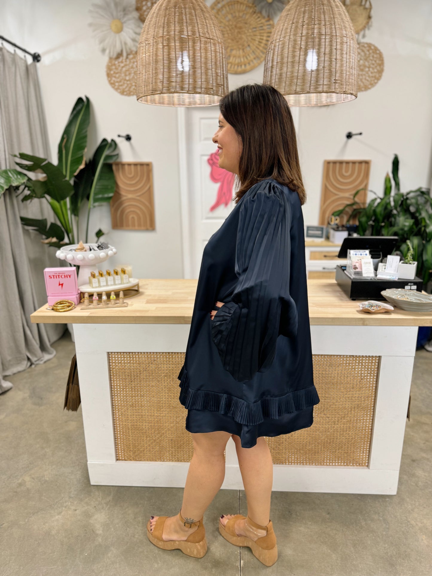 Classy and Chic Pleated Mini Dress