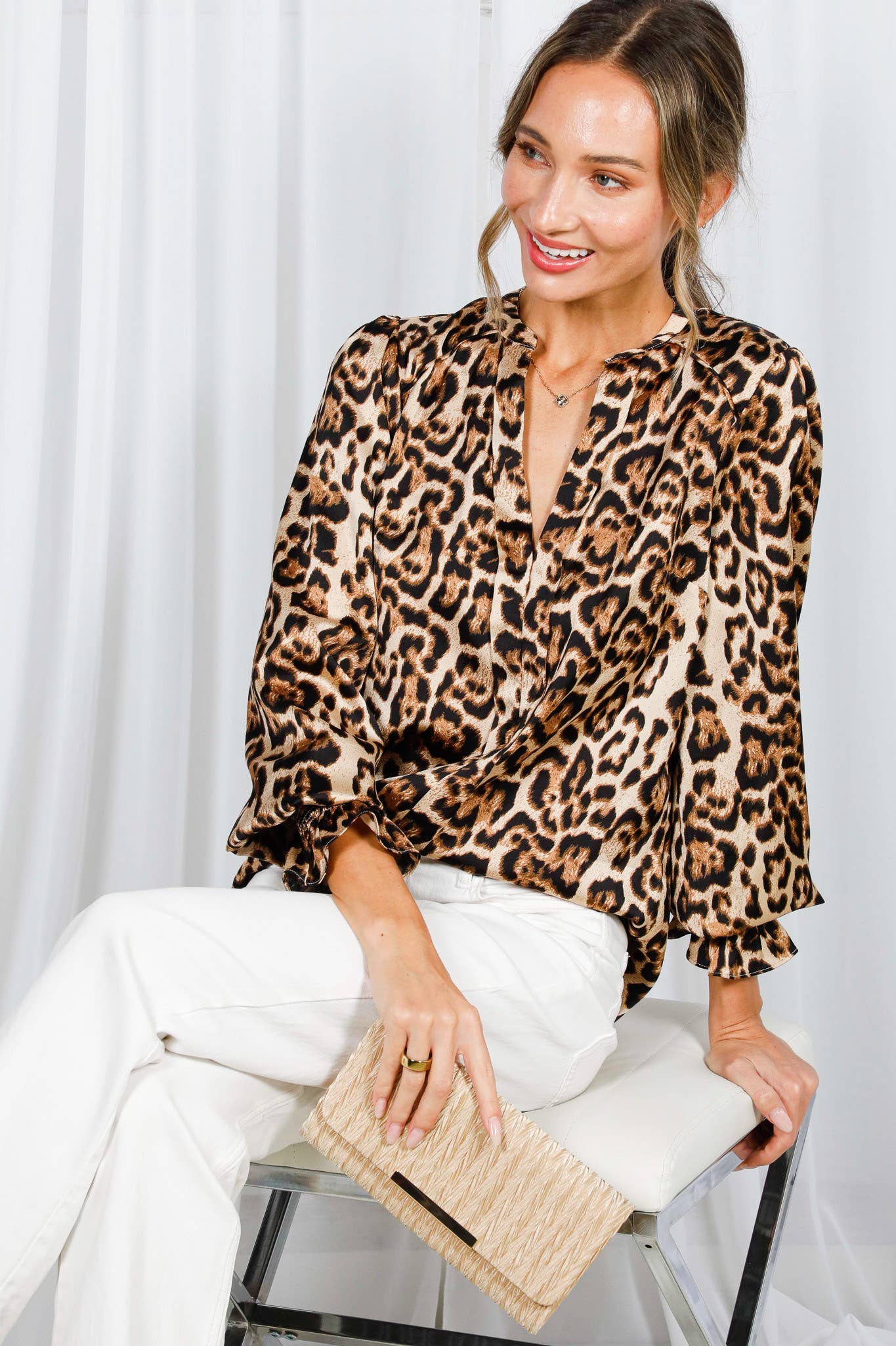 Henley Leopard Print Shirt