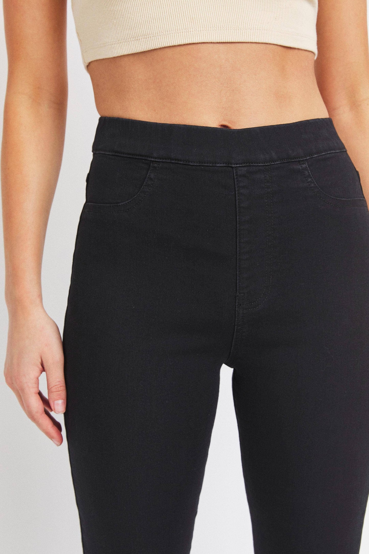 Black Jeans High Rise Pull-On Crop Flare