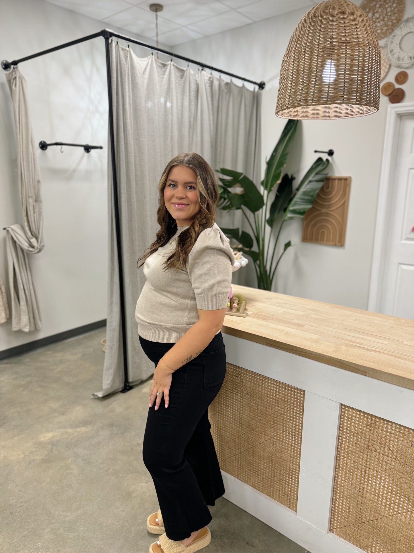 Black Jeans High Rise Pull-On Crop Flare