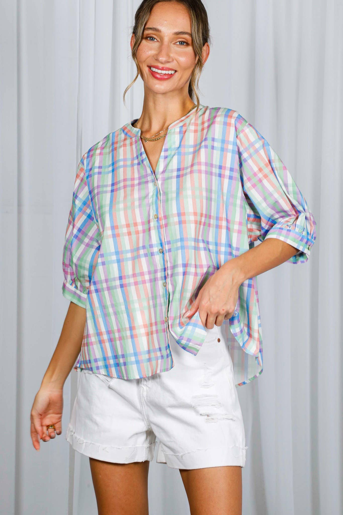 Pastel Bliss Button Down Top