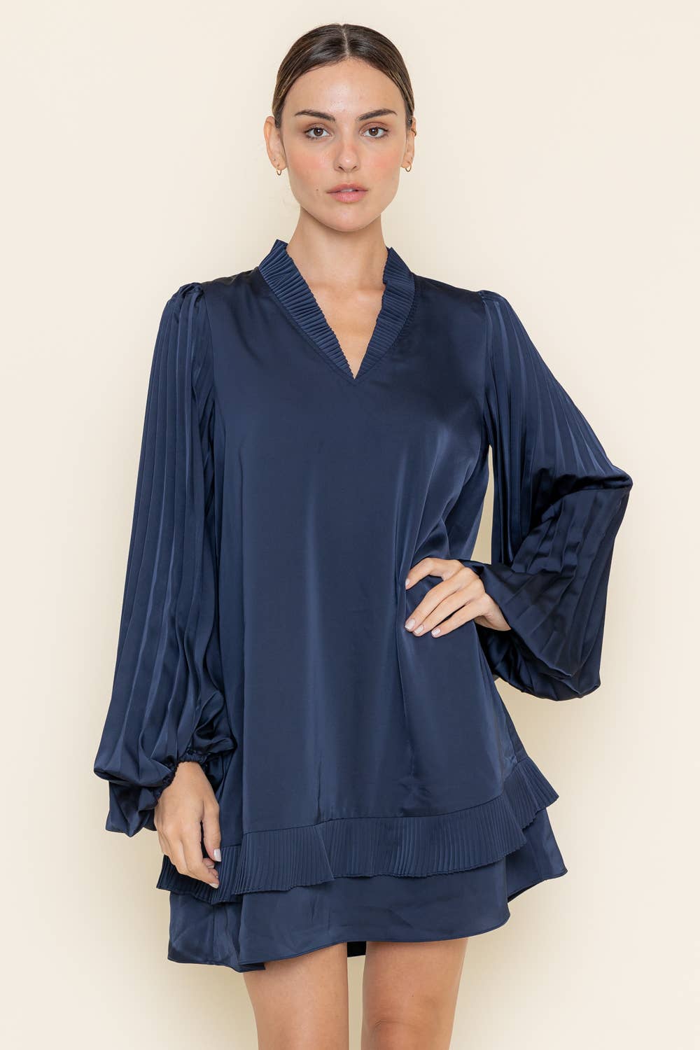 Classy and Chic Pleated Mini Dress