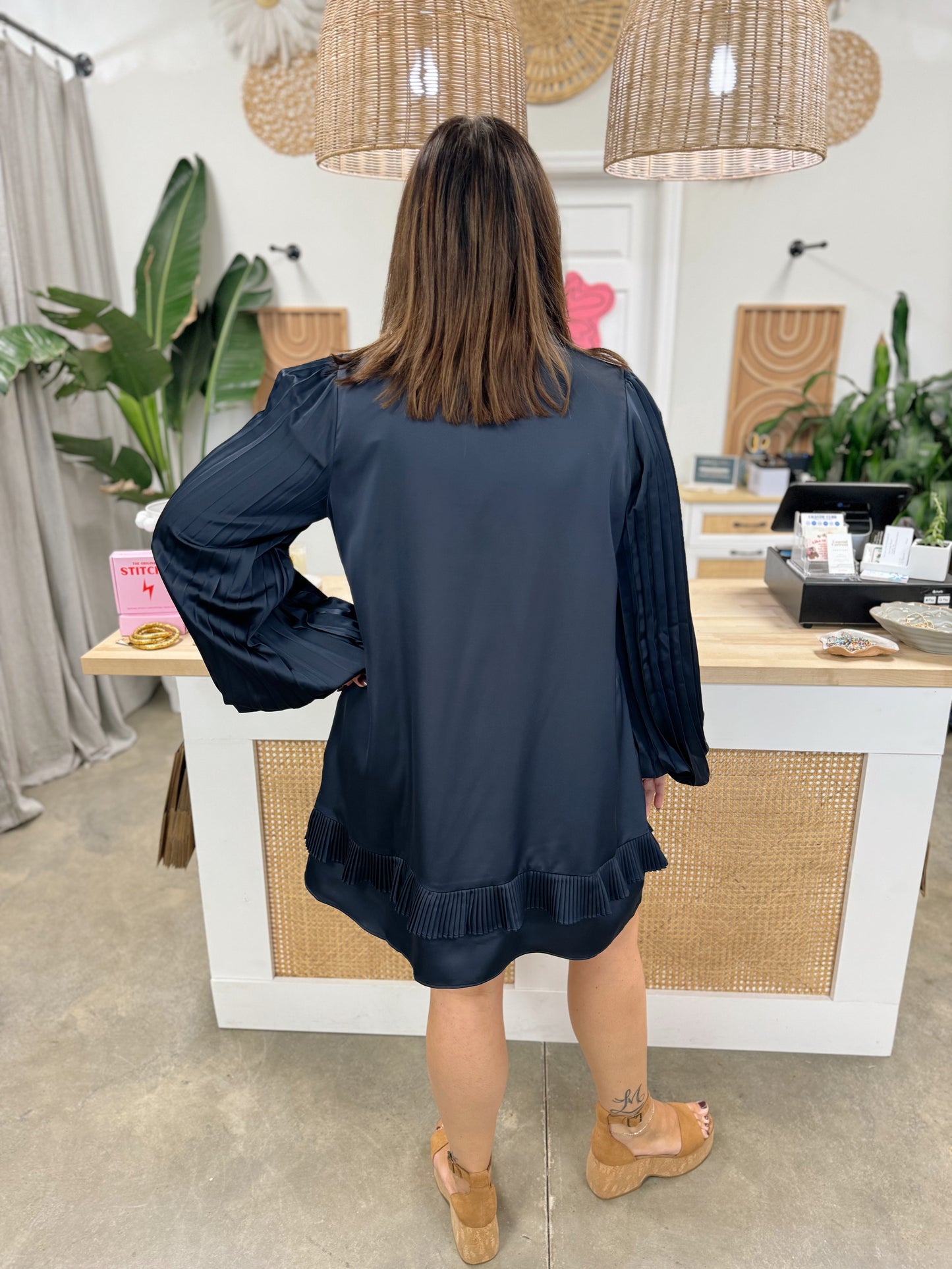 Classy and Chic Pleated Mini Dress