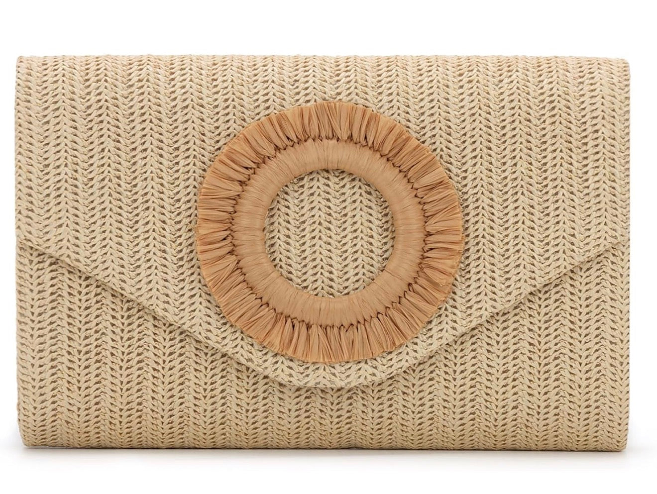 Rattan crossbody clutch light