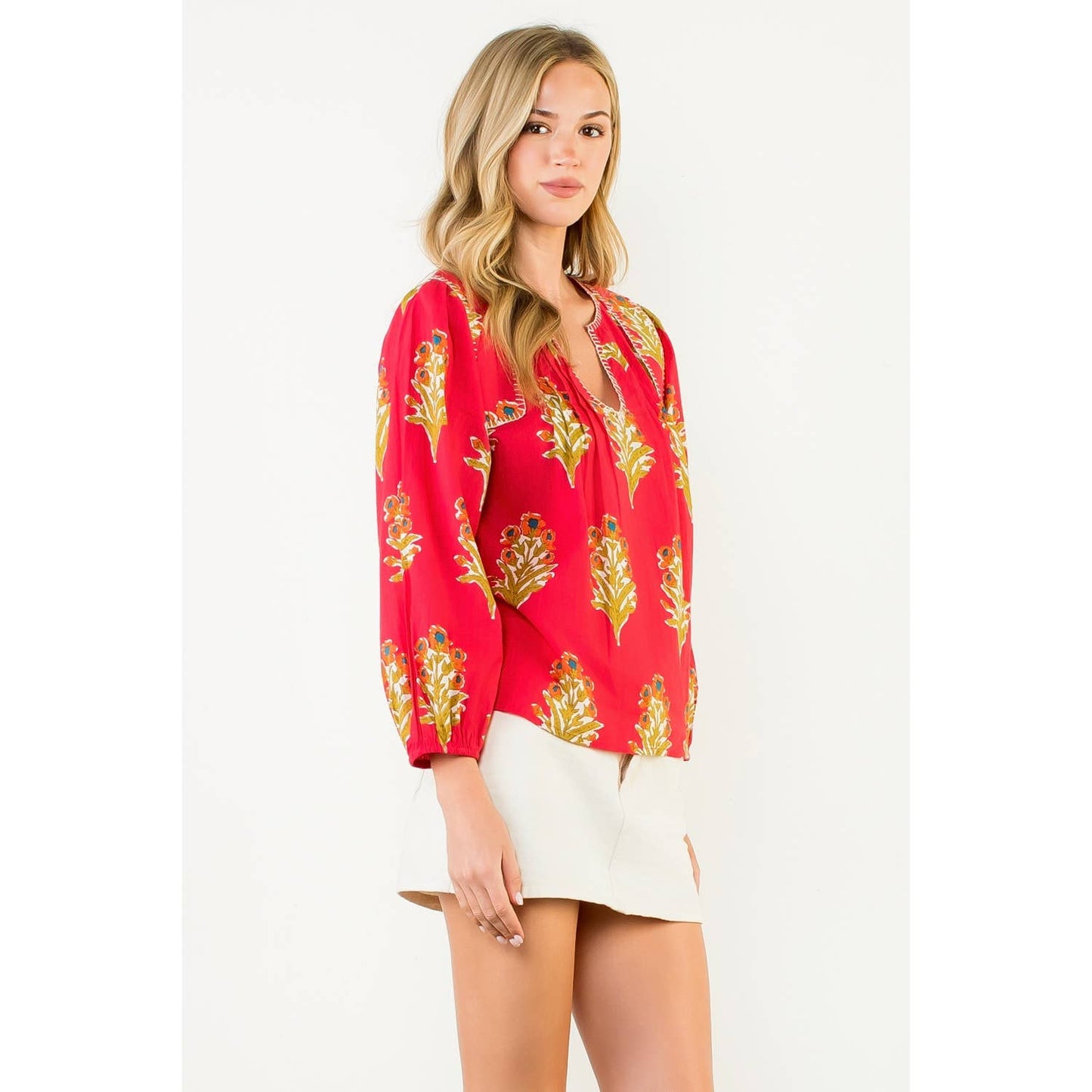 The Margo and Magenta Block Print Blouse