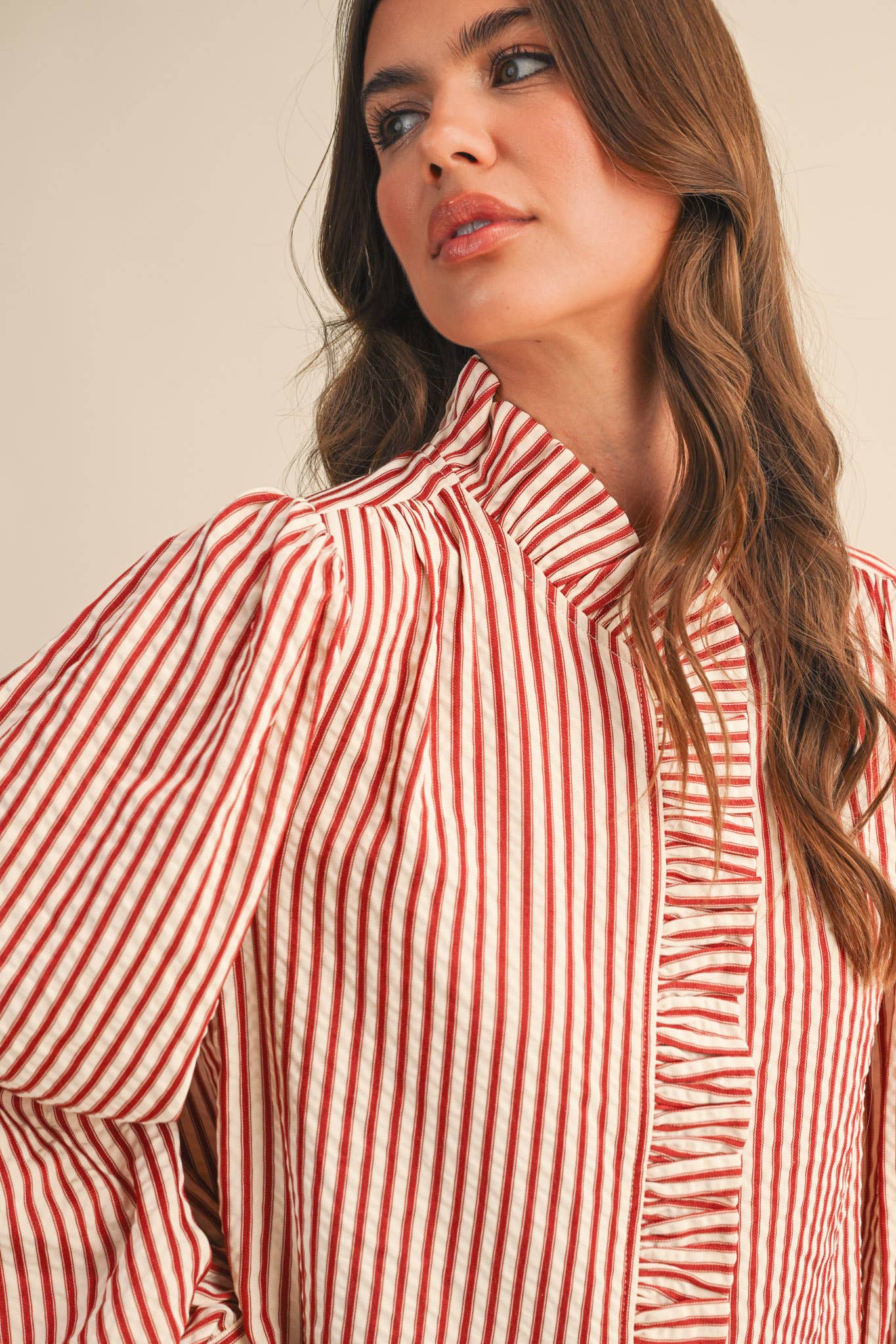 Ruffled and Ruby Button Down