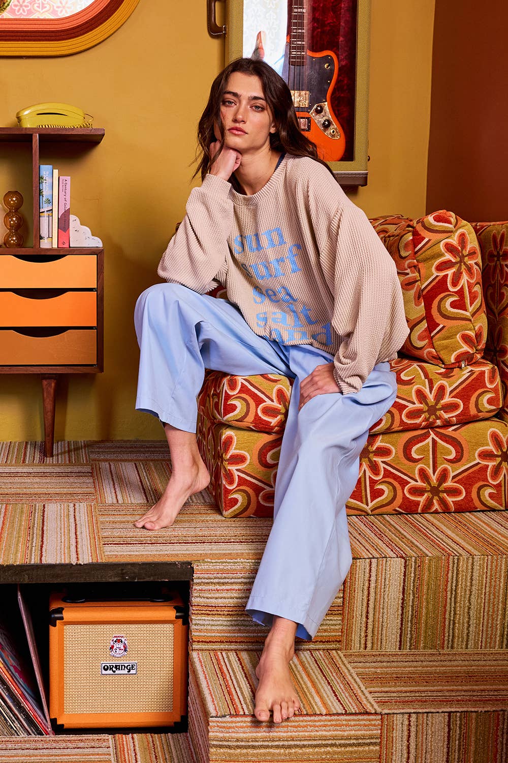 'SUN SURF SEA SALT SAND' Print Graphic Sweatshirt