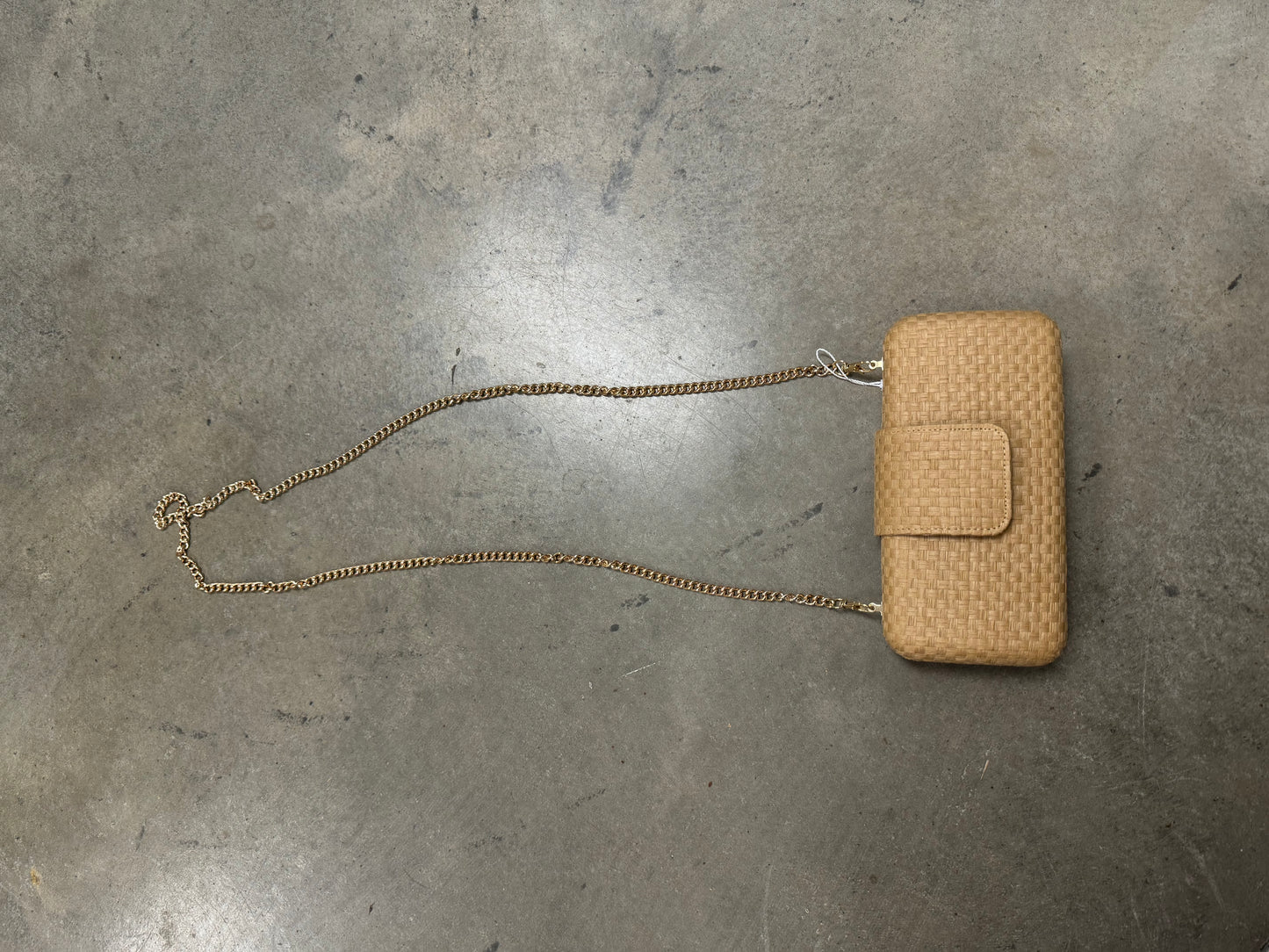 Sylvi Straw Clutch Bag With Chain Strap