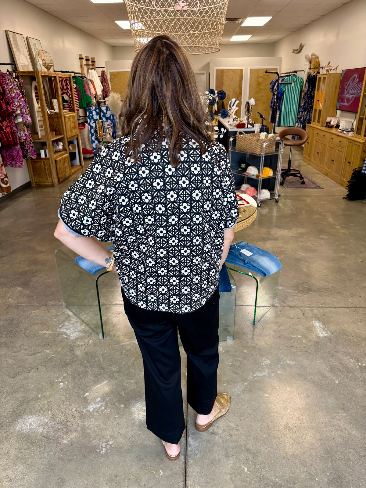 The Office Wide Leg Pants-BLK