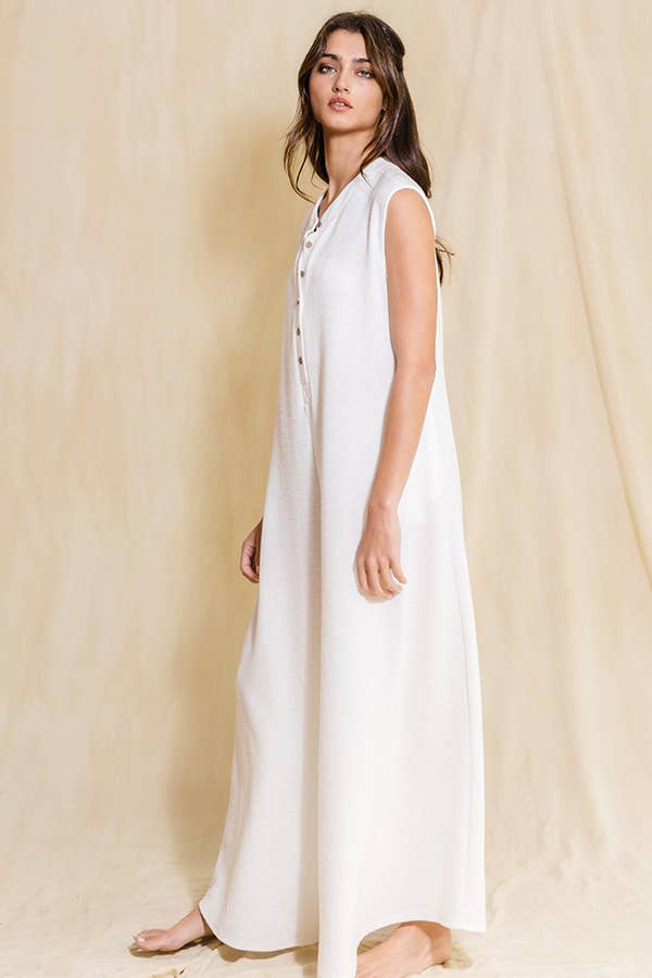 Wide Leg Button-up Loose Fit Solid Jumpsuit