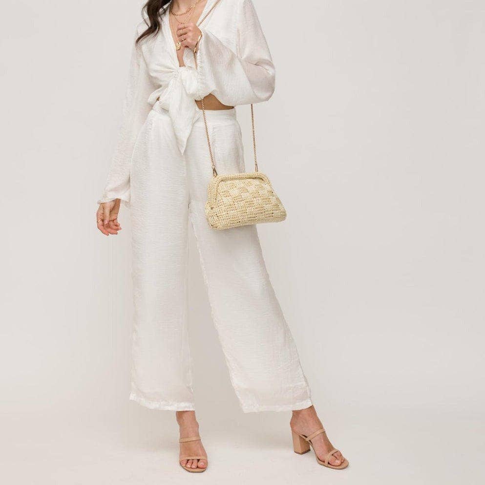 Annie Straw Clutch Bag With Chain Strap