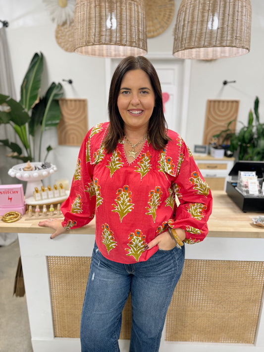 The Margo and Magenta Block Print Blouse