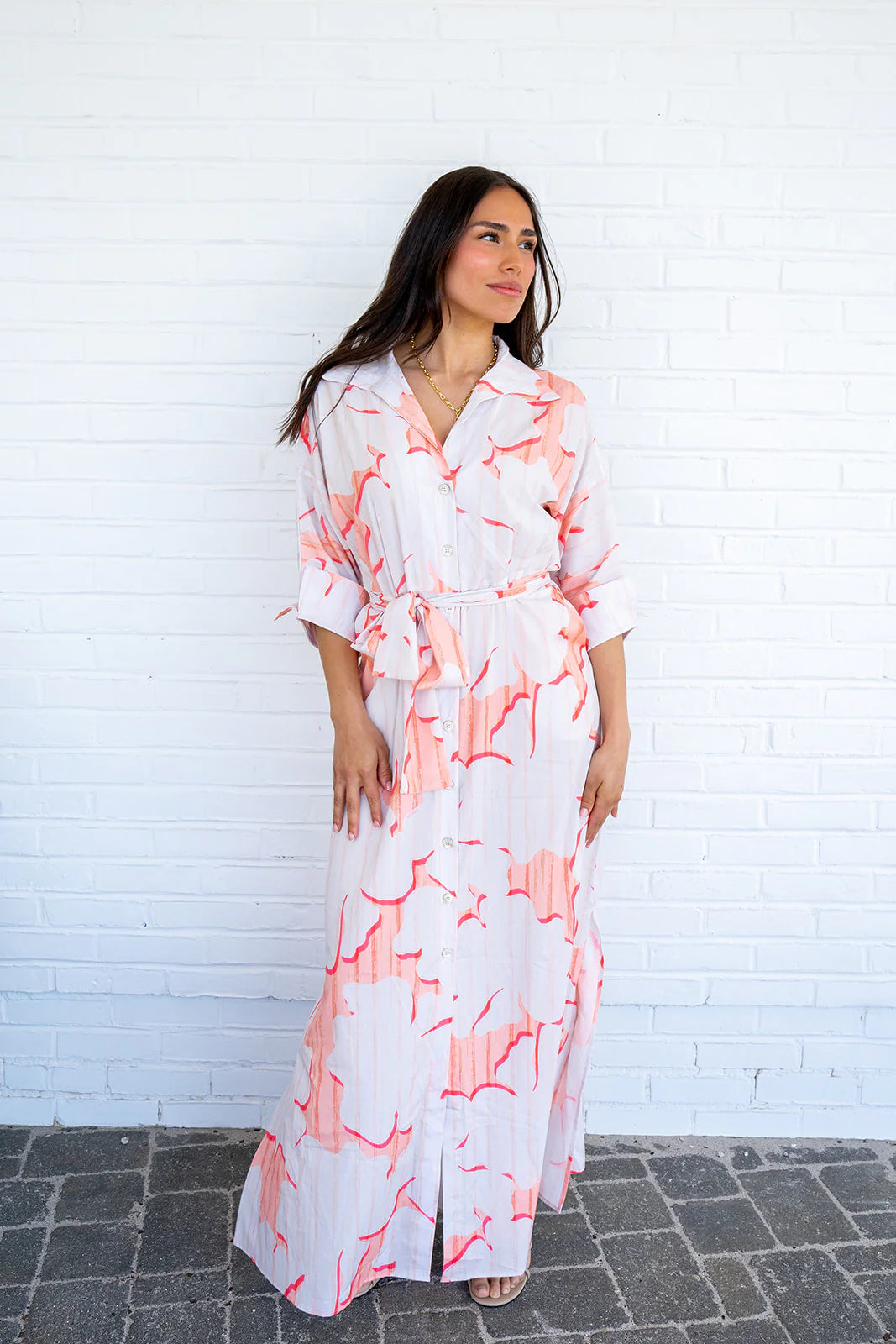Serenity Point Maxi Dress-Coral