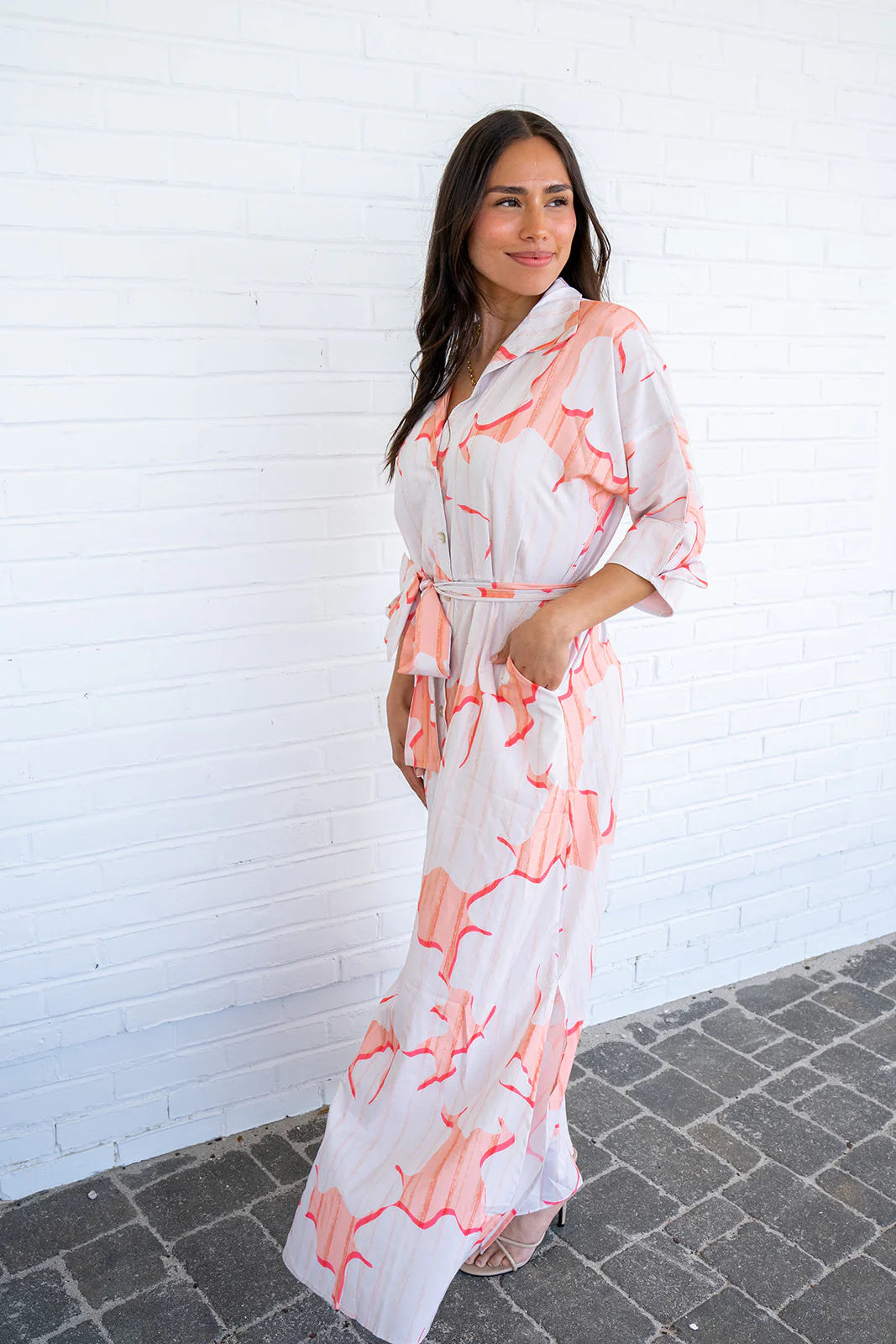 Serenity Point Maxi Dress-Coral