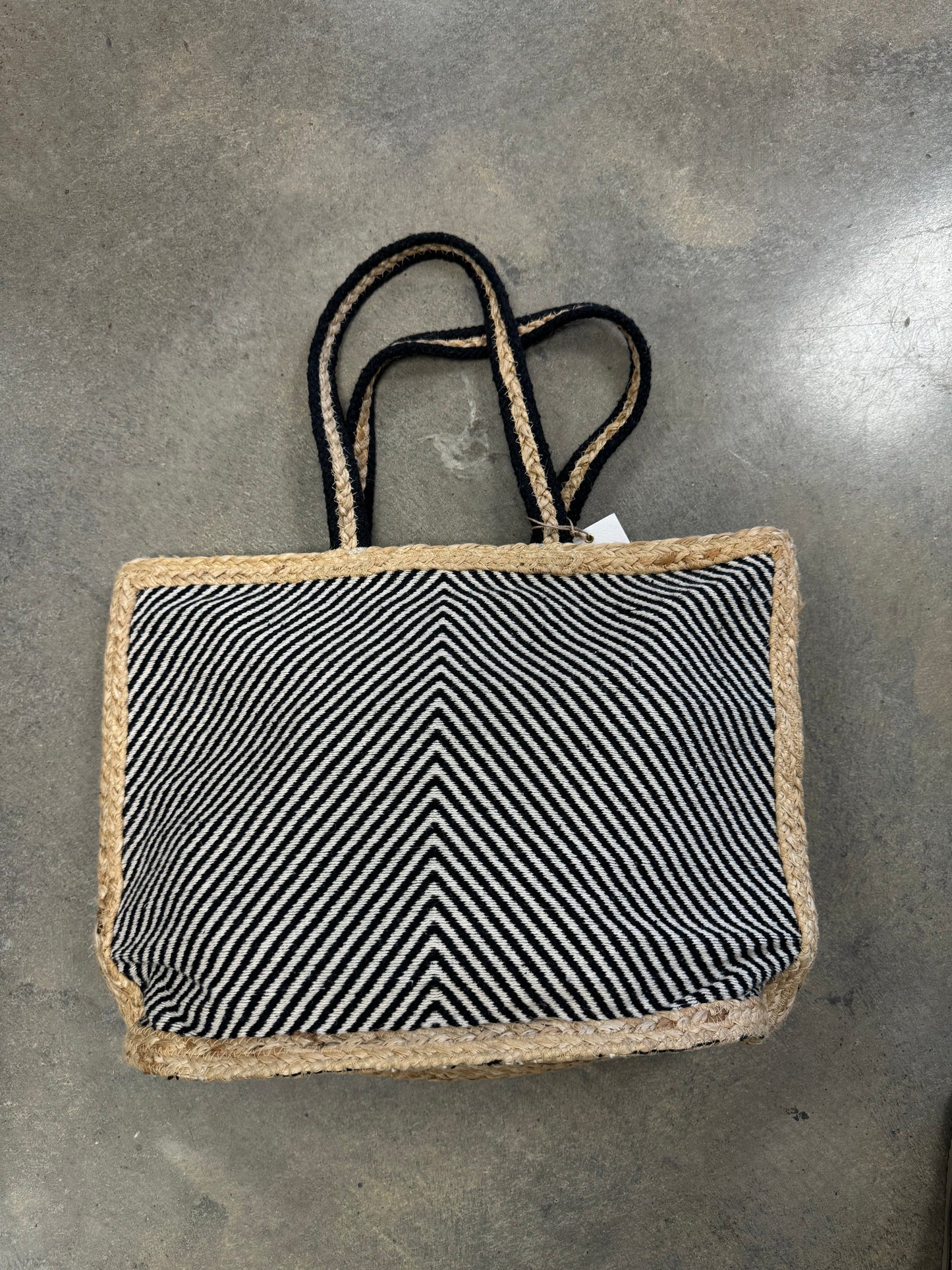 Anna Tote - Jute Tote with Black Pattern
